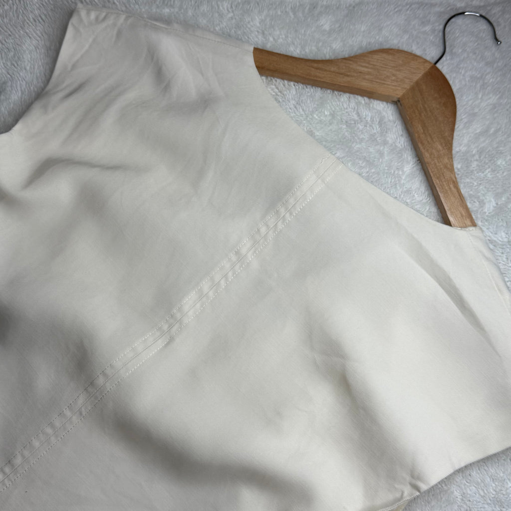 Mango White Linen V-Neck Mini Dress