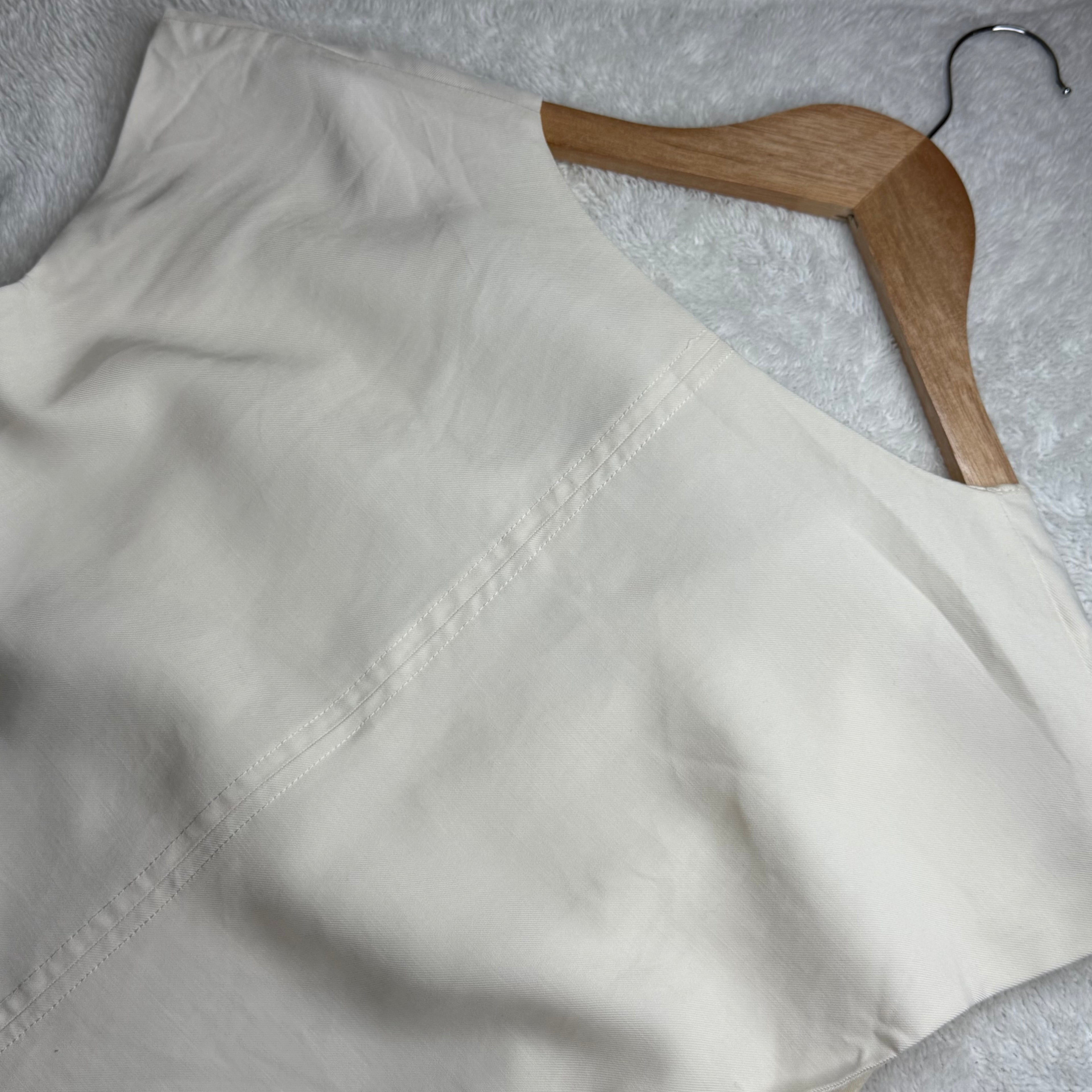 Mango White Linen V-Neck Mini Dress