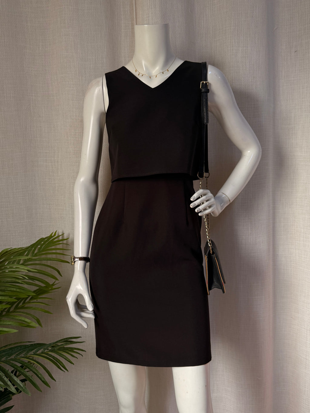 Playdress Black Overlay Layered Midi Dress | Size S