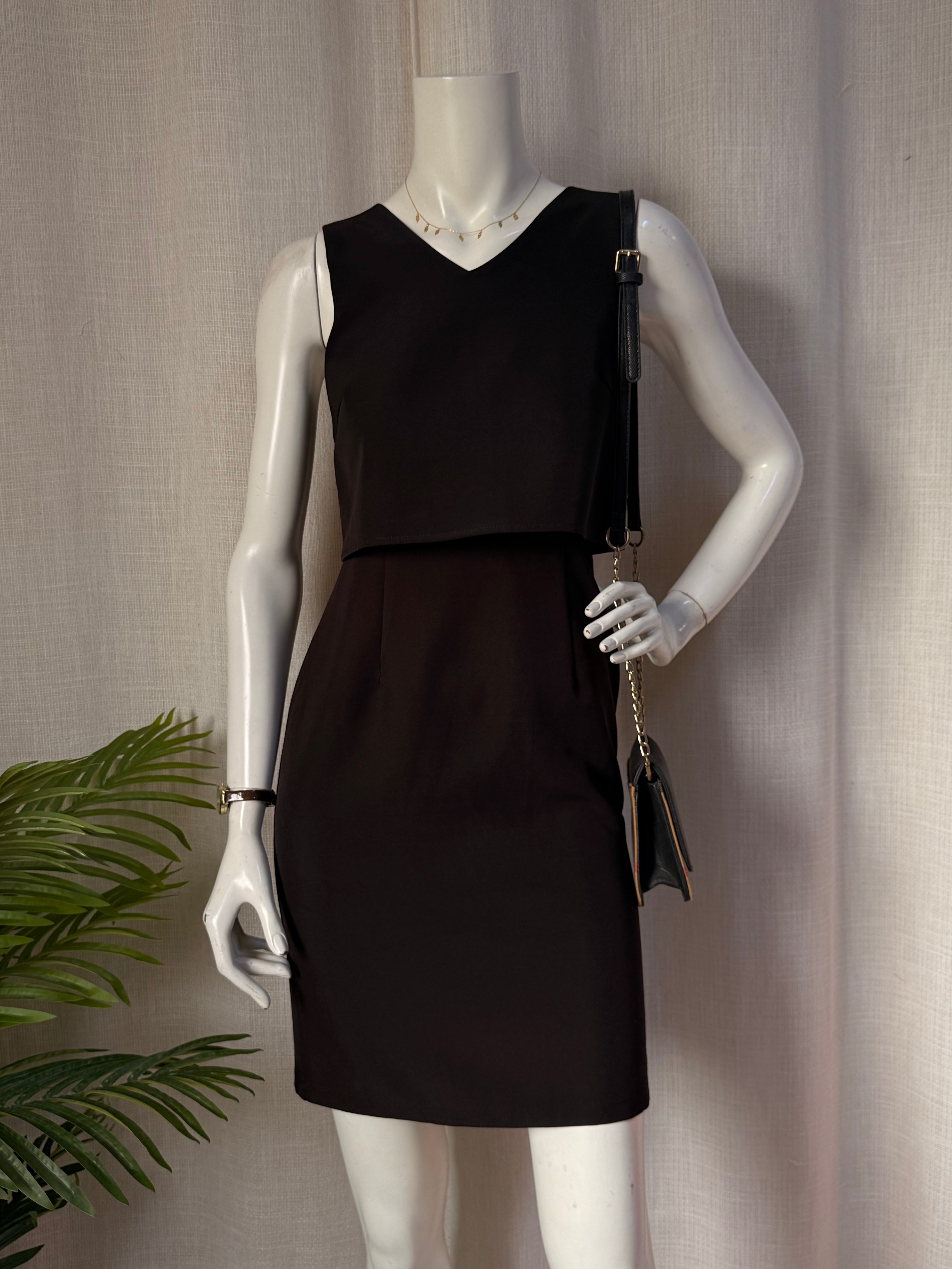 Playdress Black Overlay Layered Midi Dress | Size S