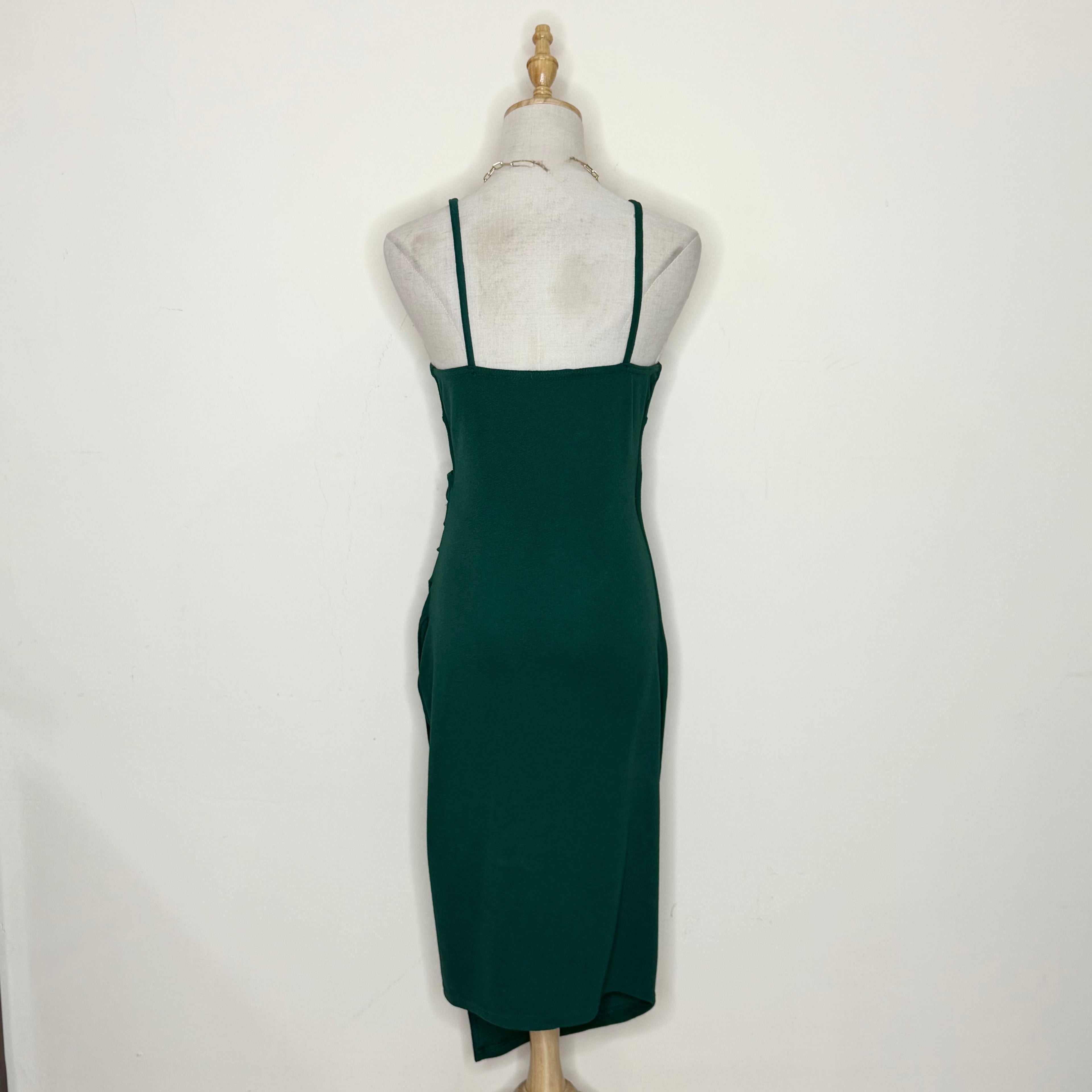 Pretty Little Thing Emerald Green Satin-Effect Wrap Dress
