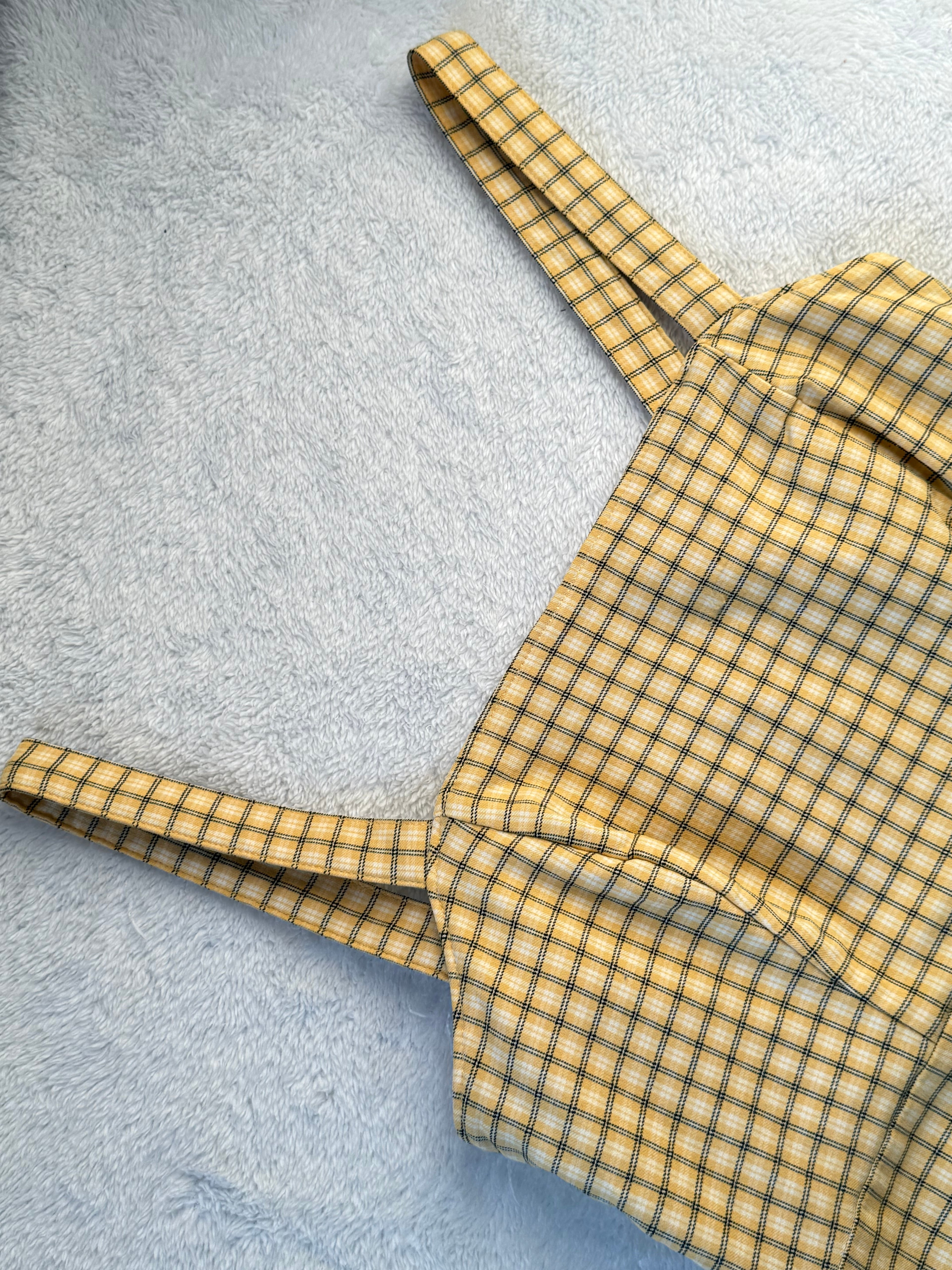 Hollister Yellow Plaid Mini Dress with Square Neck | SMALL