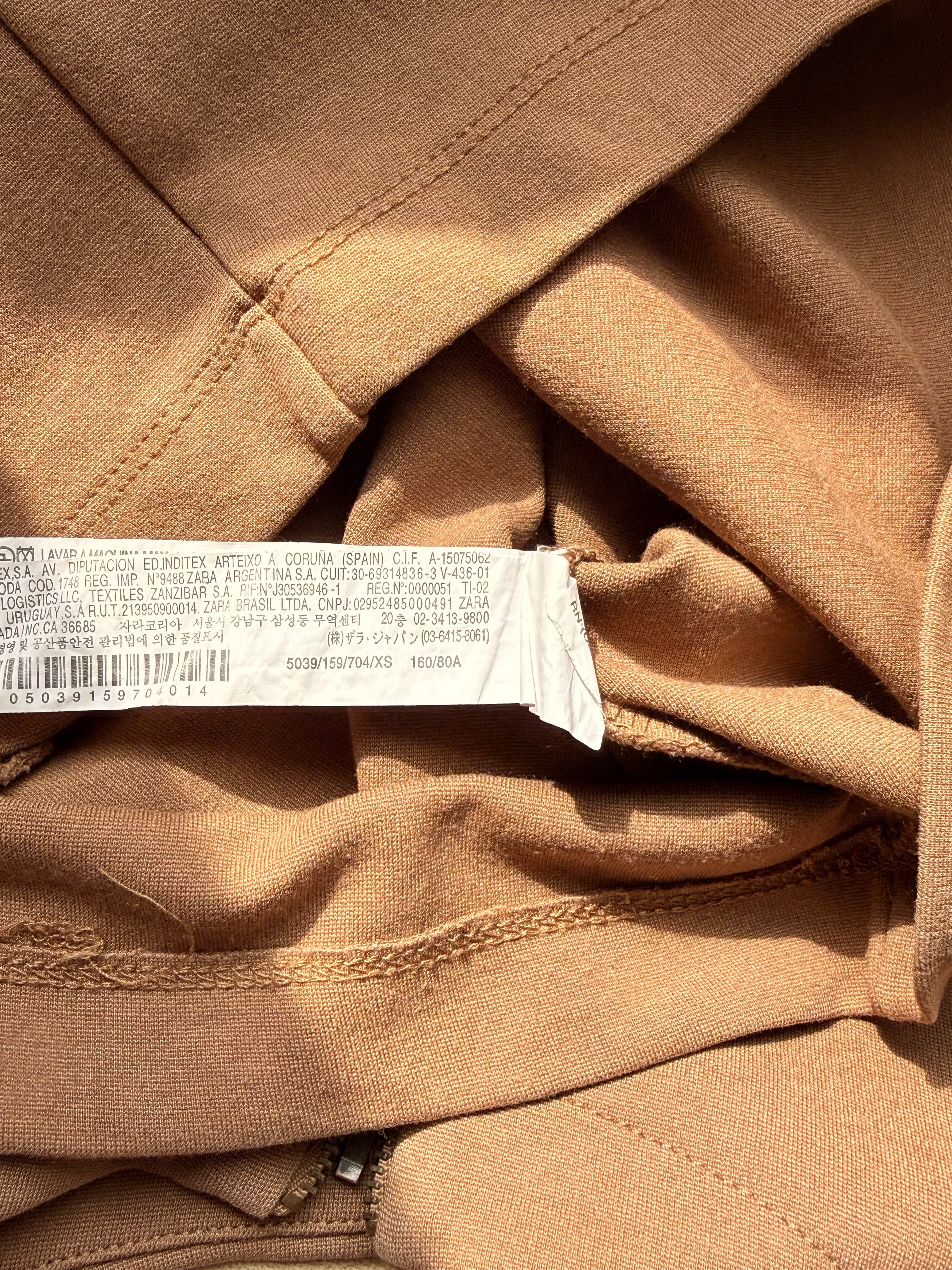 ZARA BASIC Camel Tan Sleeveless Boatneck Bodycon Mini Dress – Size XS | Chic Everyday & Casual Dress
