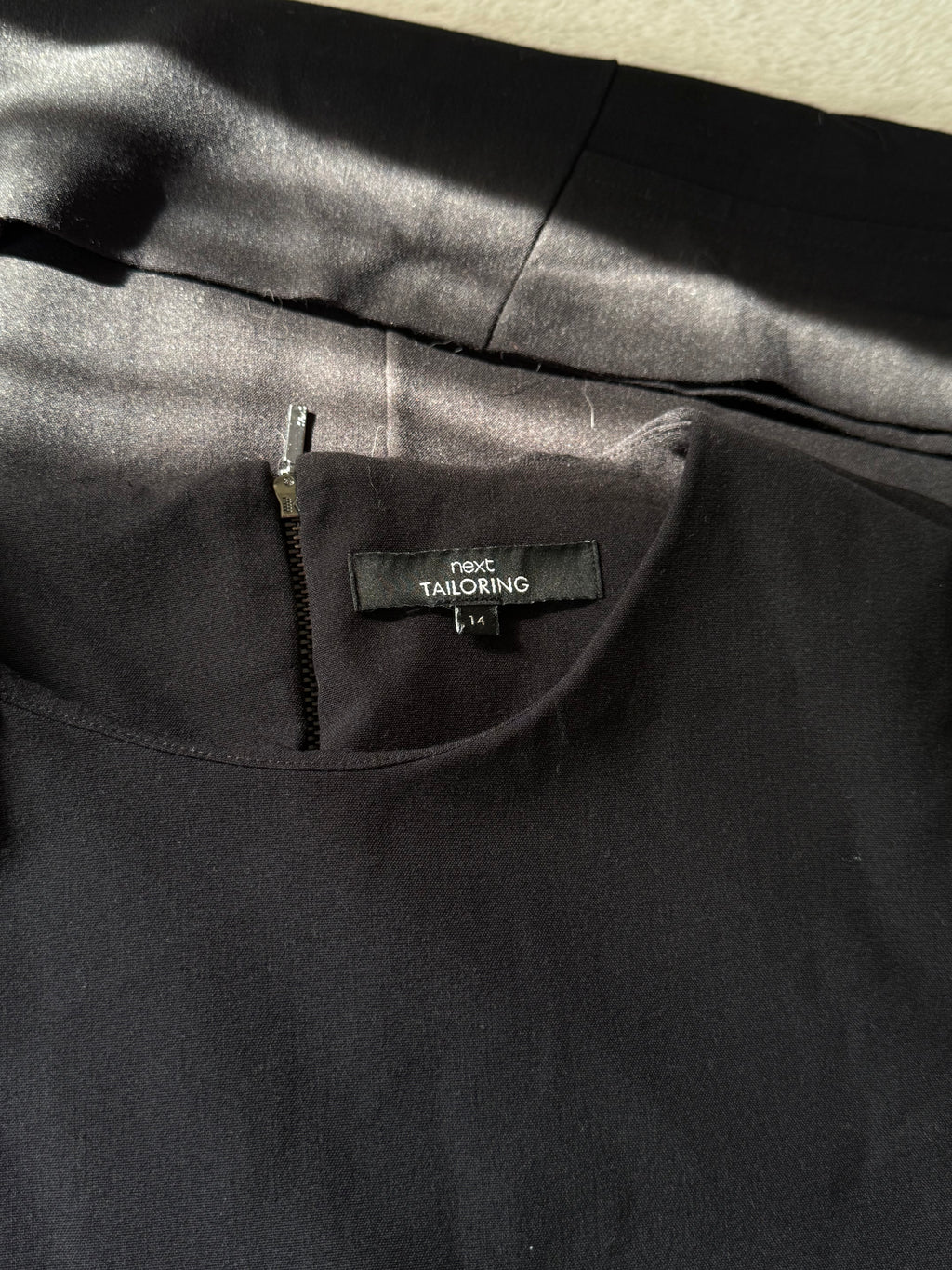 NEXT Black Day Dress with Exposed Back Zip | UK 14 (Preloved)