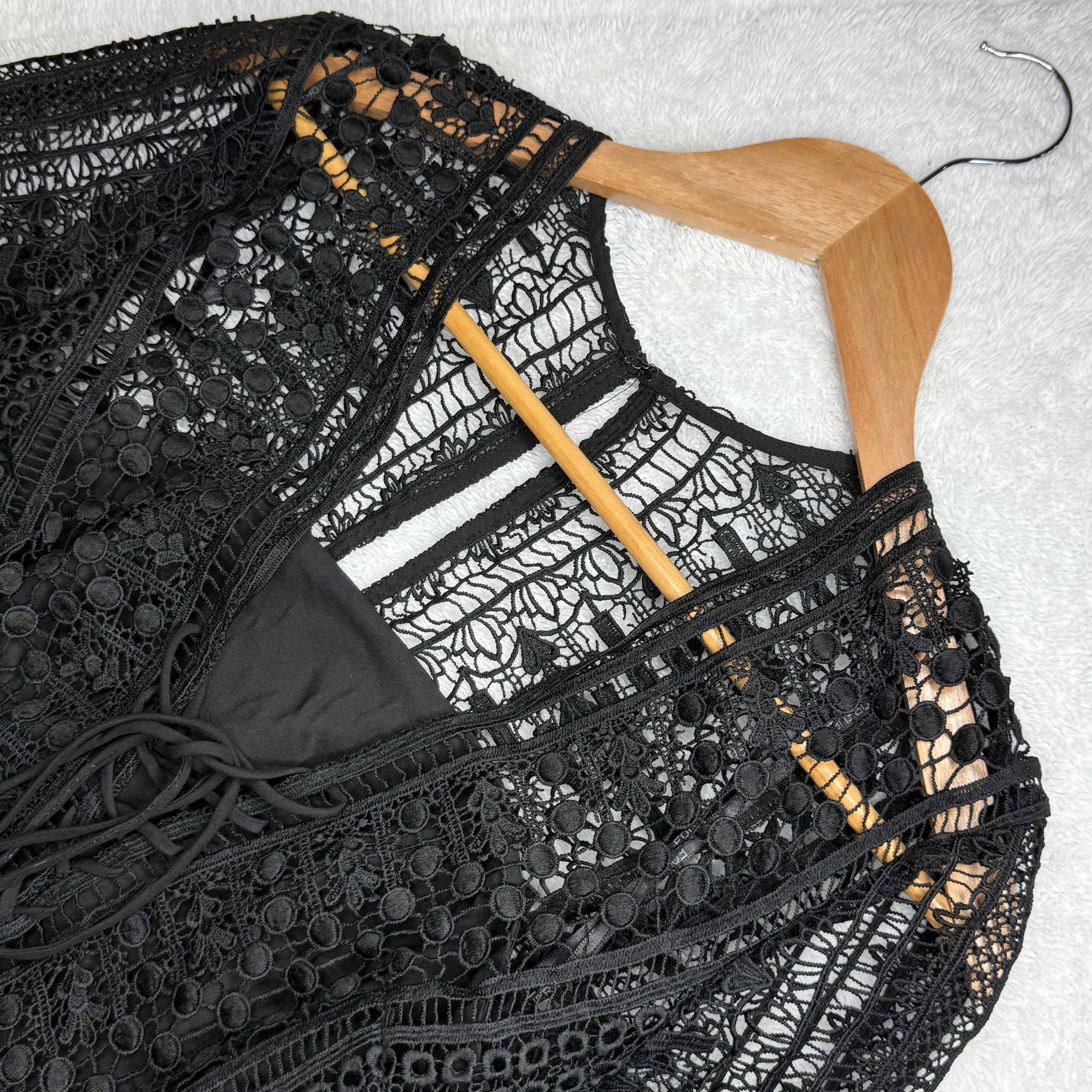 Forever New Black Lace Dress with Bell Sleeves