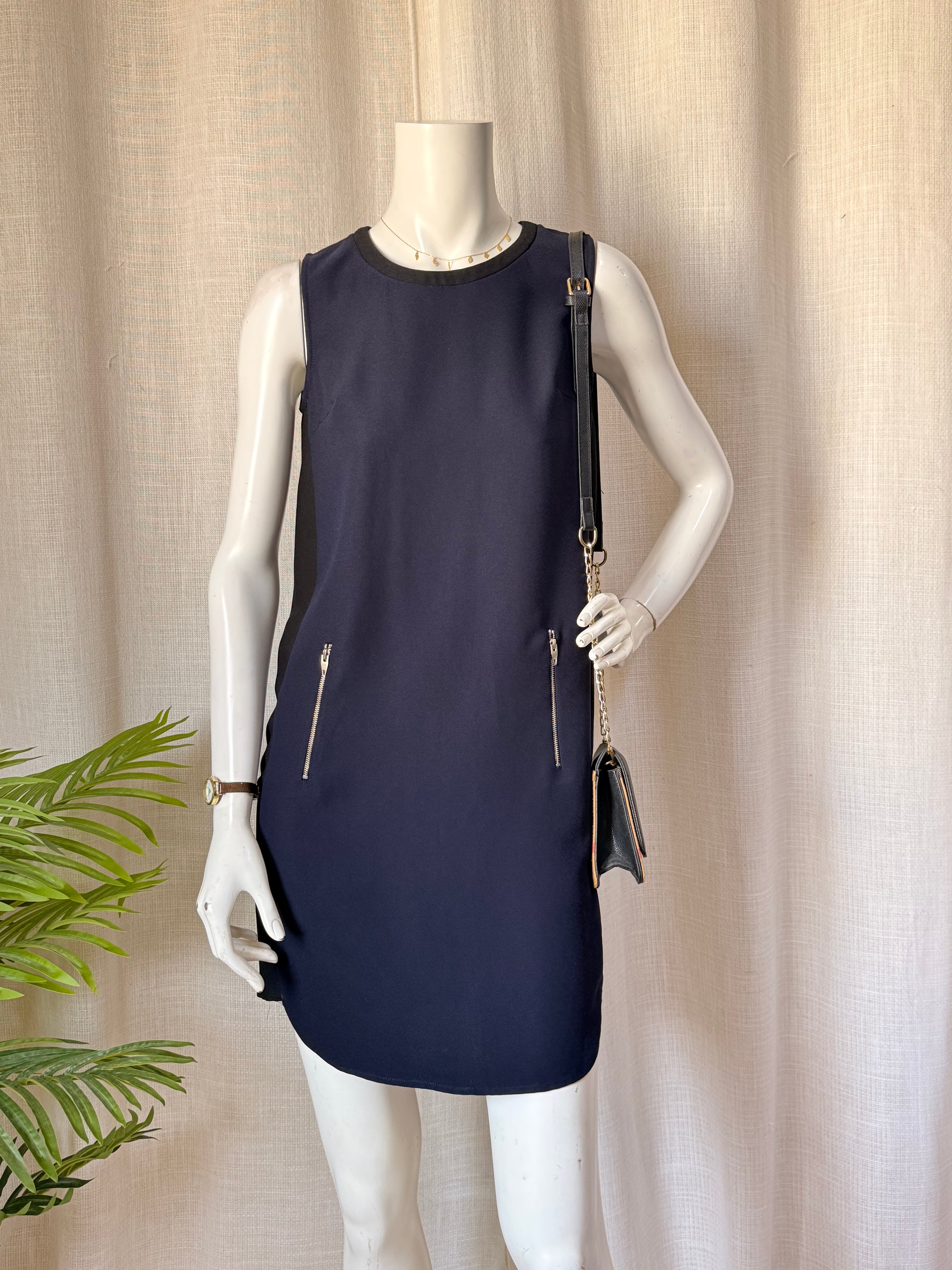 Topten+ Navy Blue Shift Dress Size 85 | Colorblock Sleeveless Mini Dress