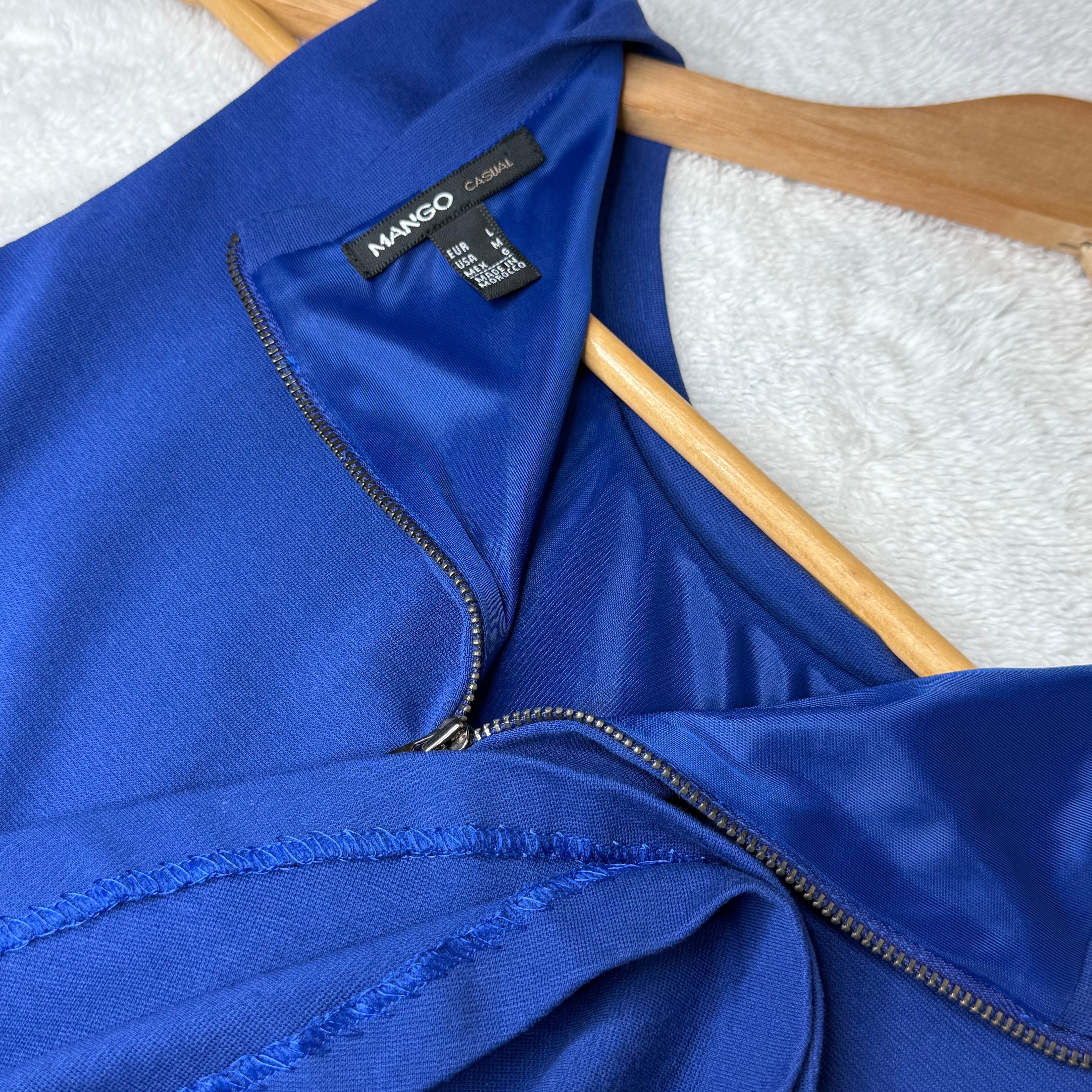 Mango Navy Blue Drop-Waist Mini Dress
