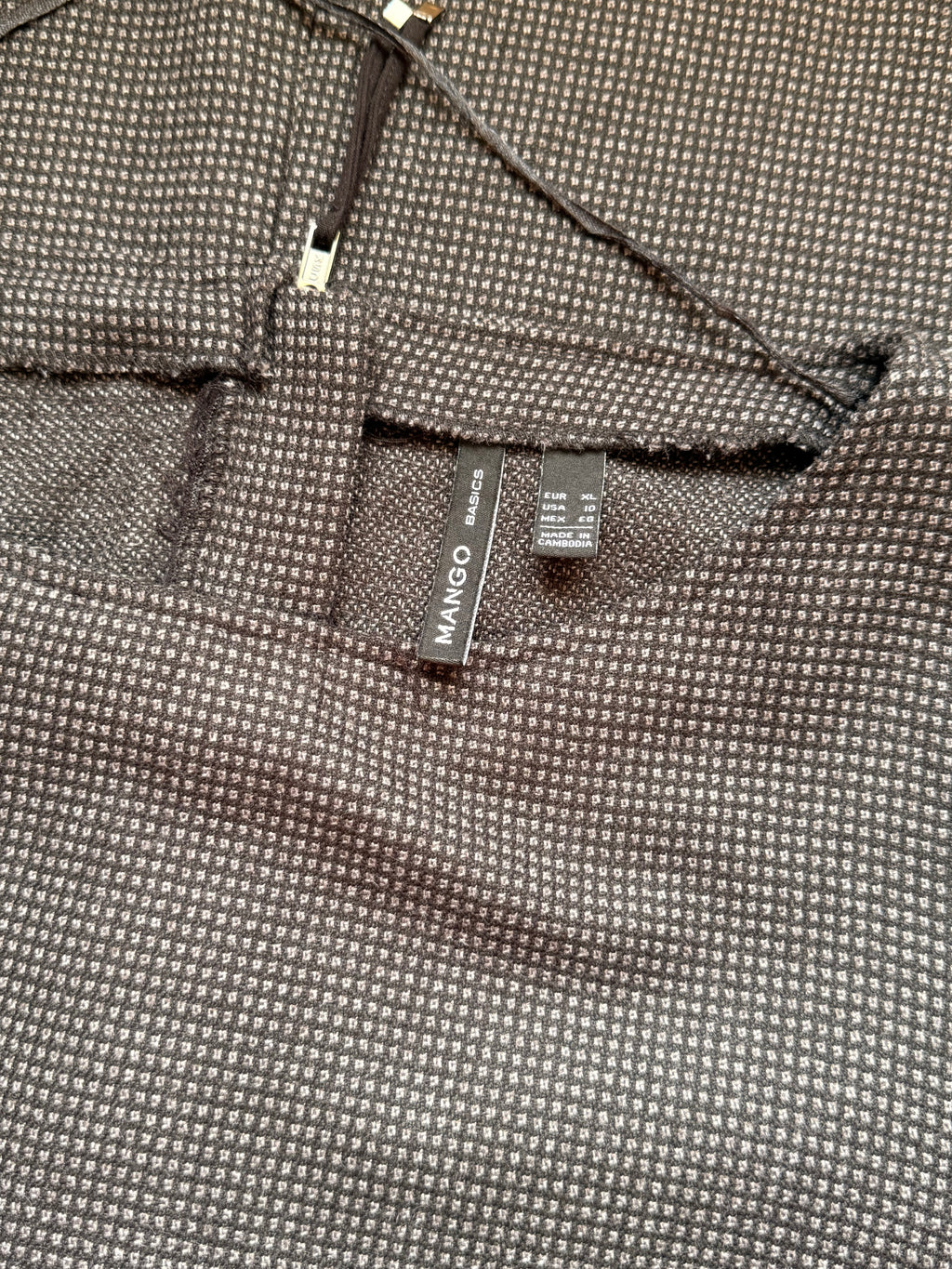 MANGO Basics Houndstooth Check Shift Dress - Black/Grey (Size L/XL)