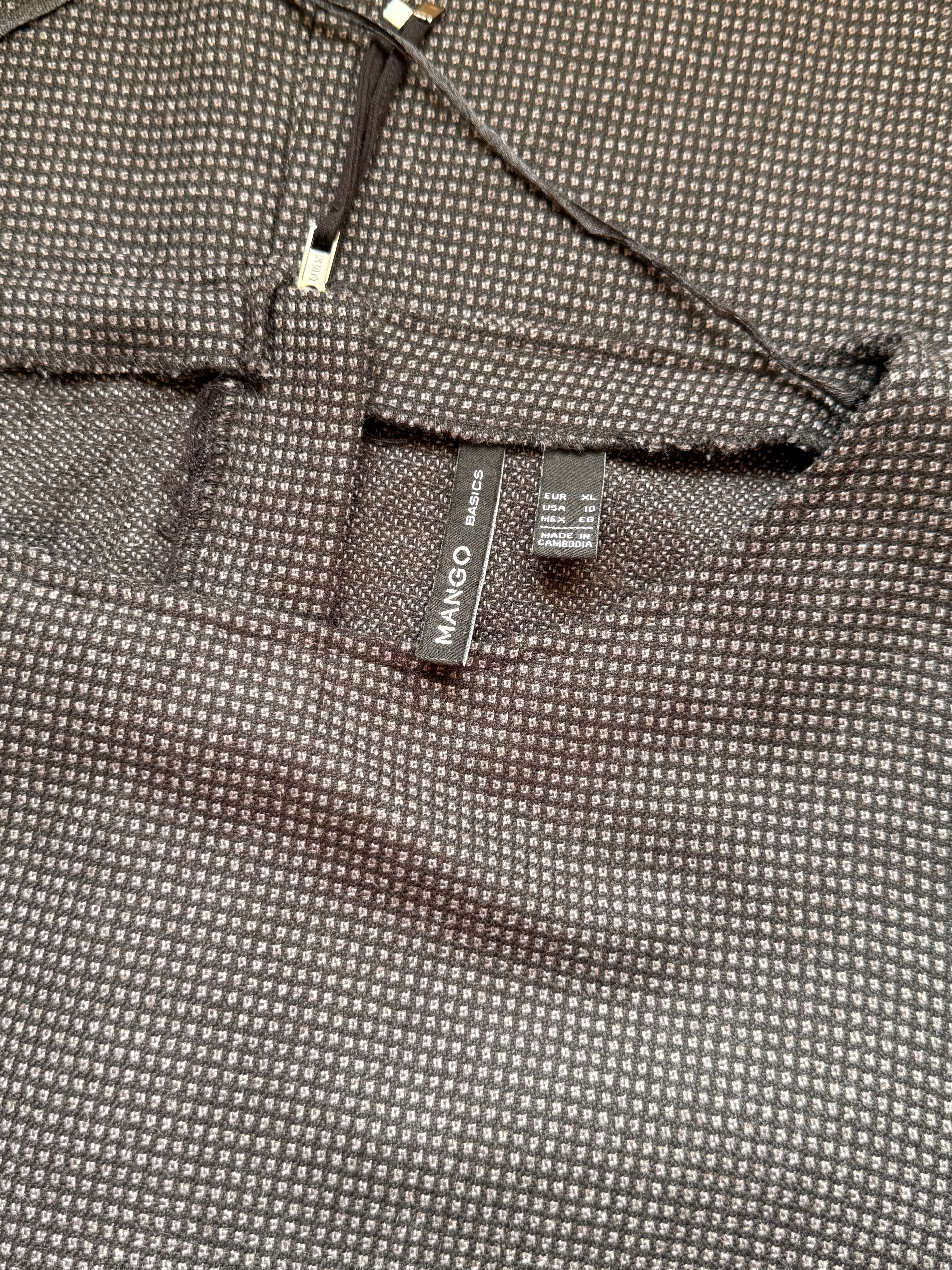 MANGO Basics Houndstooth Check Shift Dress - Black/Grey (Size L/XL)
