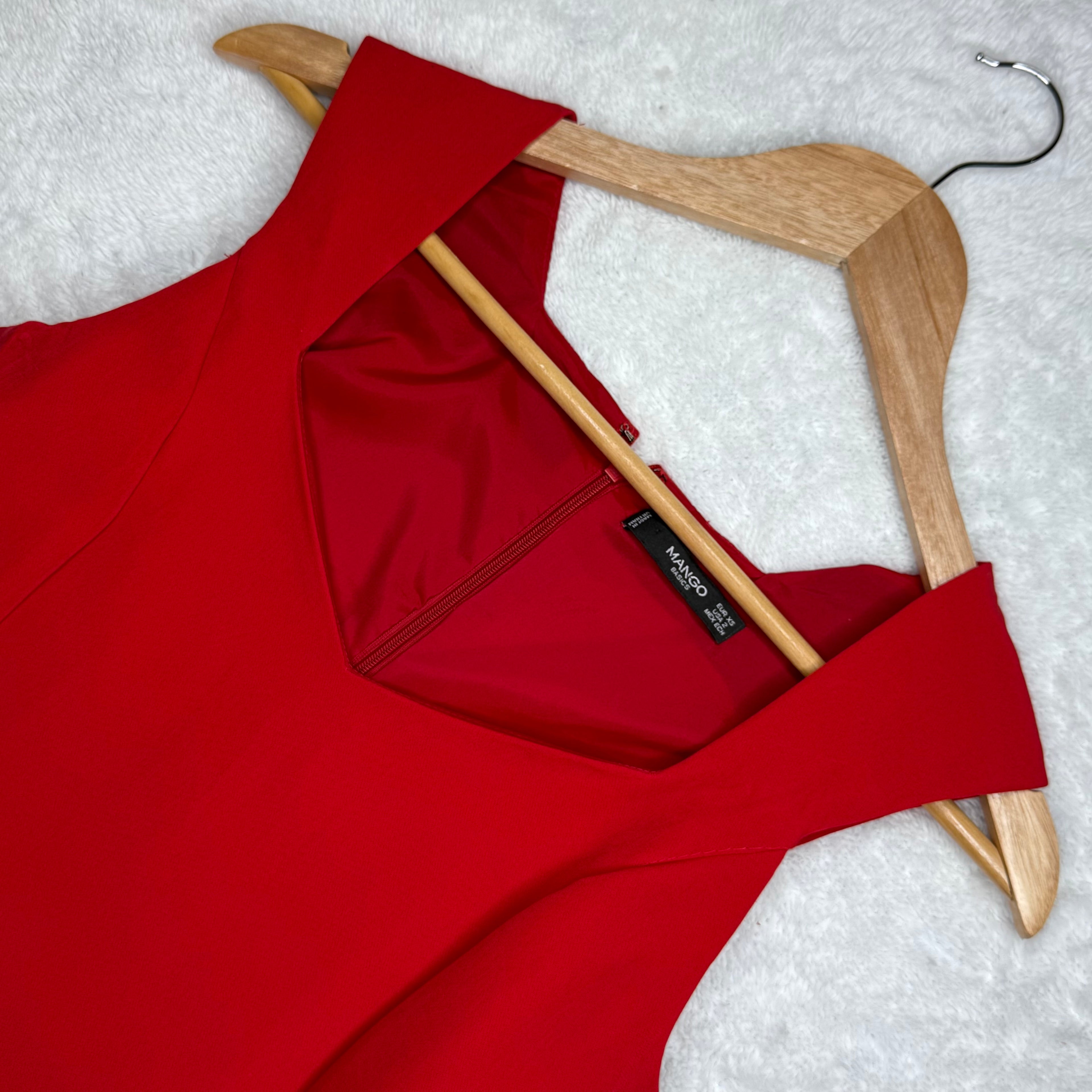 Mango Basics Red Mini Dress