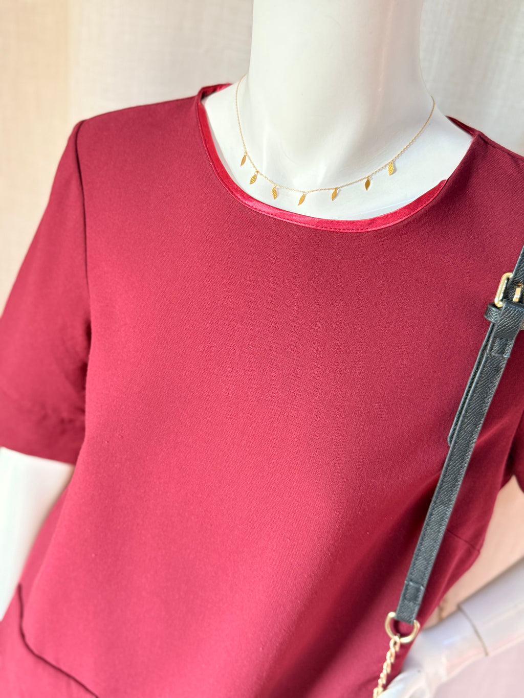 Monsoon Burgundy Pocket Shift Dress – UK 12 | Elegant Work & Smart Casual Dress