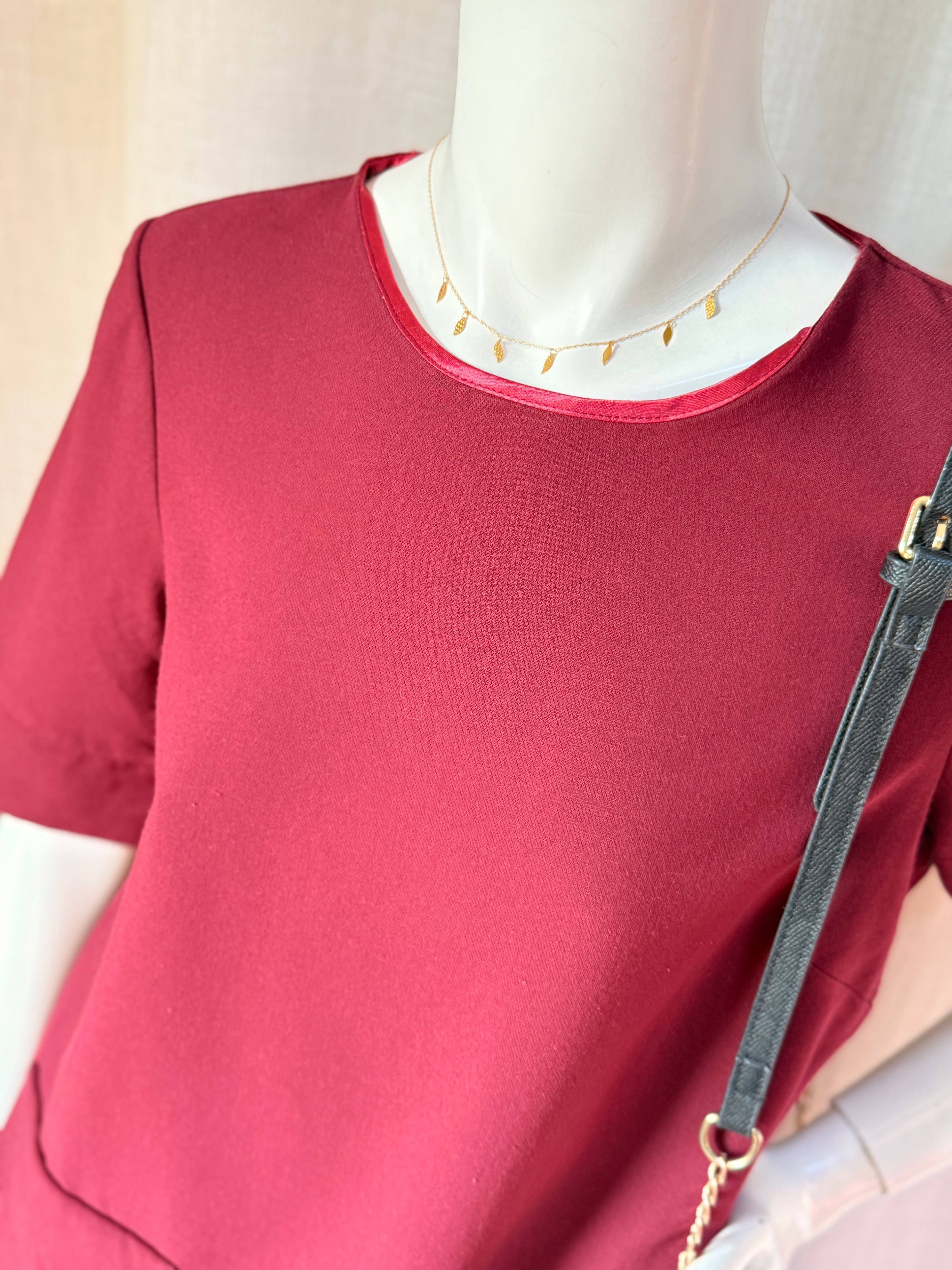 Monsoon Burgundy Pocket Shift Dress – UK 12 | Elegant Work & Smart Casual Dress