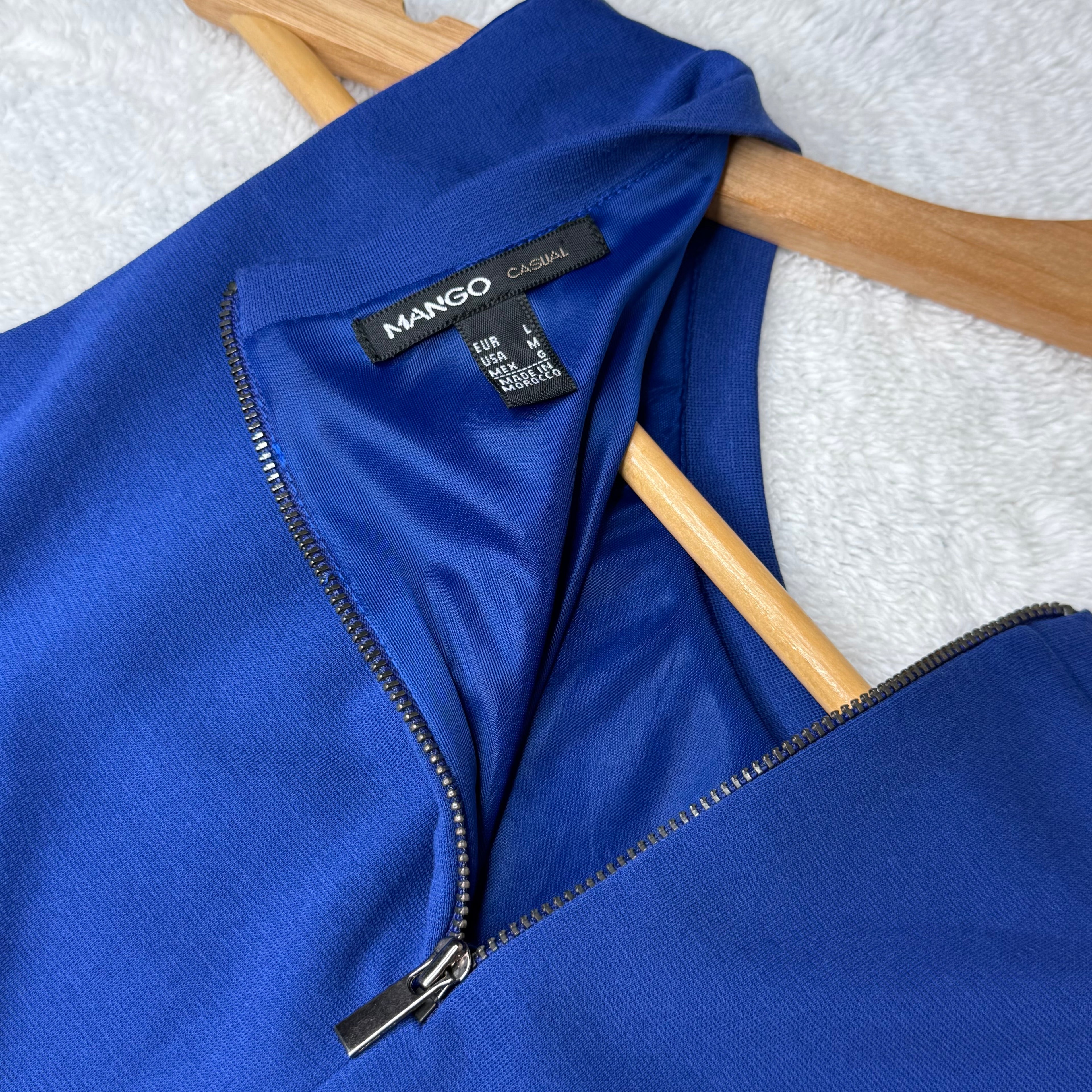 Mango Navy Blue Drop-Waist Mini Dress