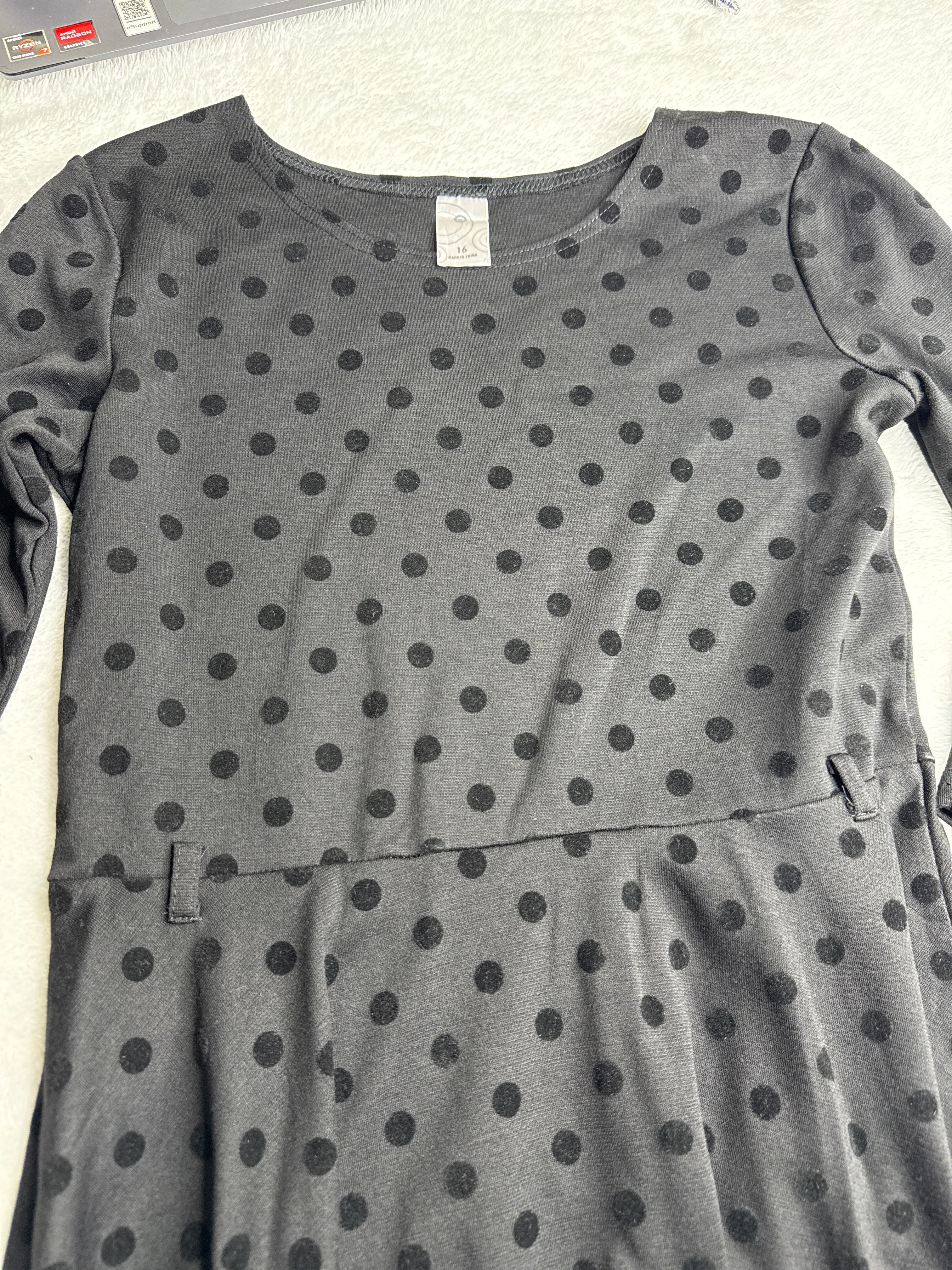 Polka Dot Long-Sleeve Mini Dress (16 / Medium)