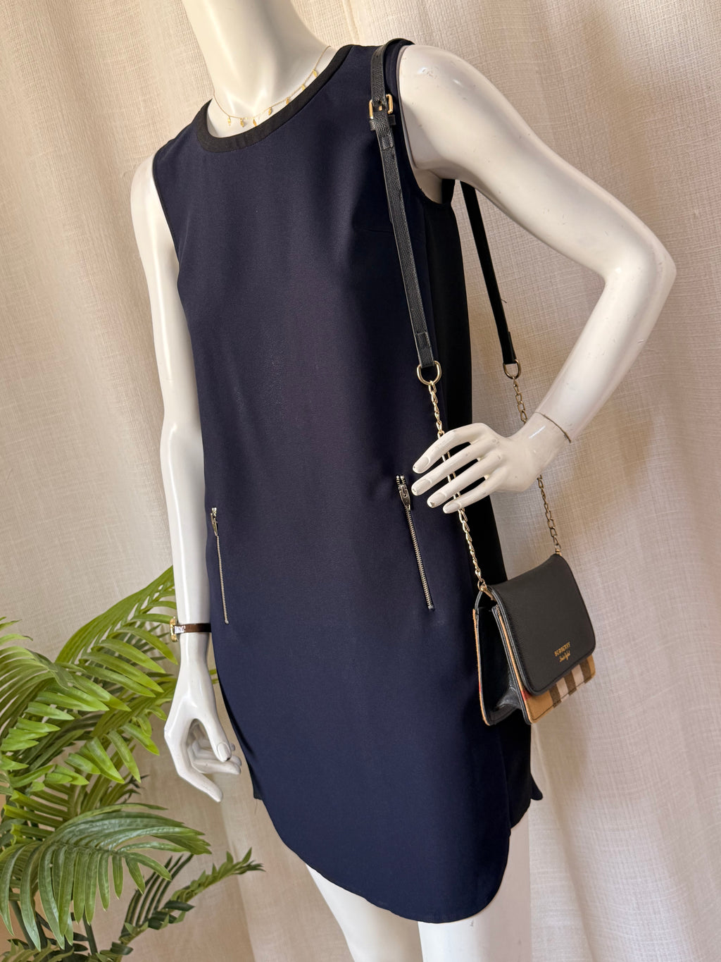 Topten+ Navy Blue Shift Dress Size 85 | Colorblock Sleeveless Mini Dress