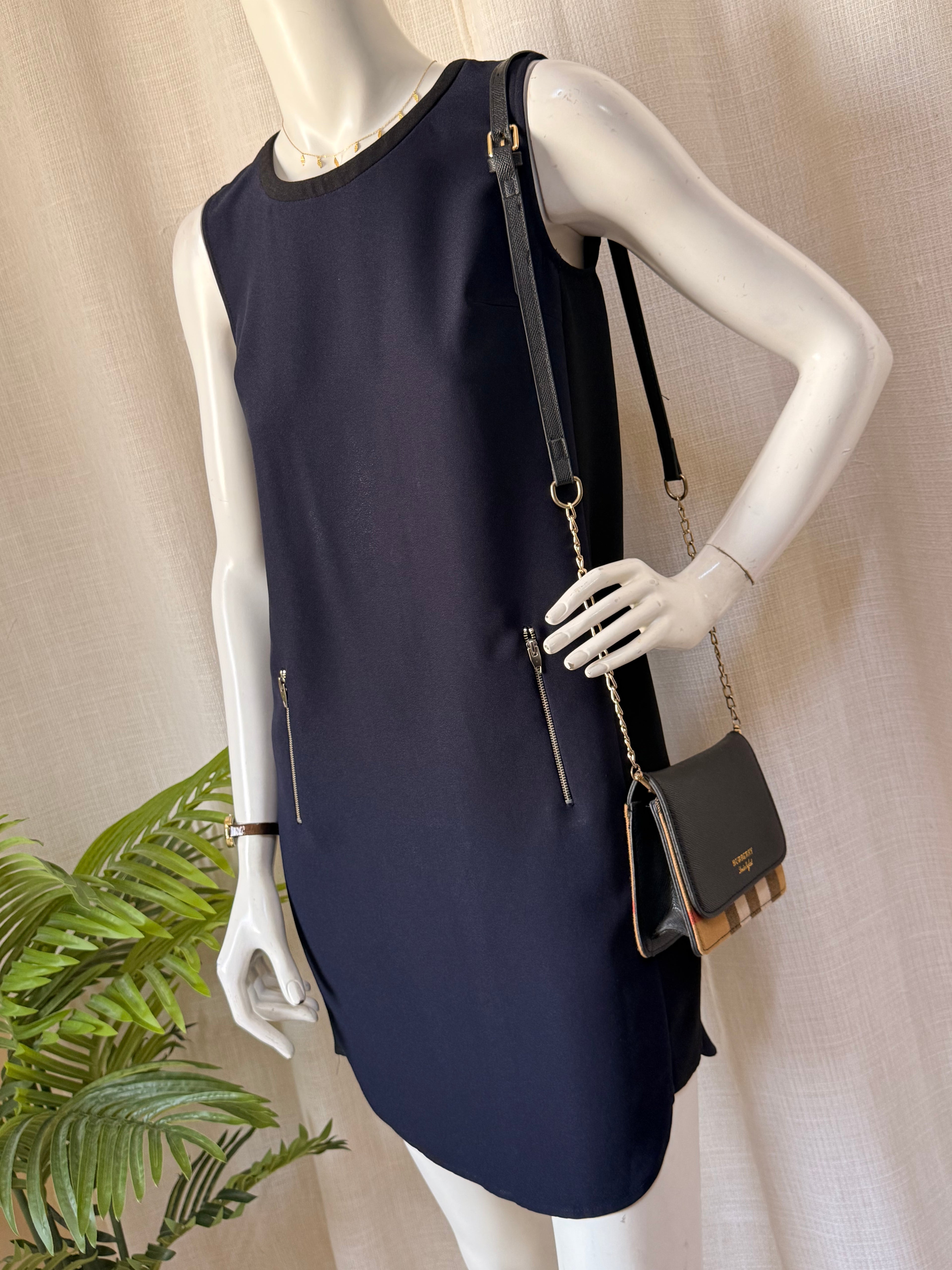 Topten+ Navy Blue Shift Dress Size 85 | Colorblock Sleeveless Mini Dress