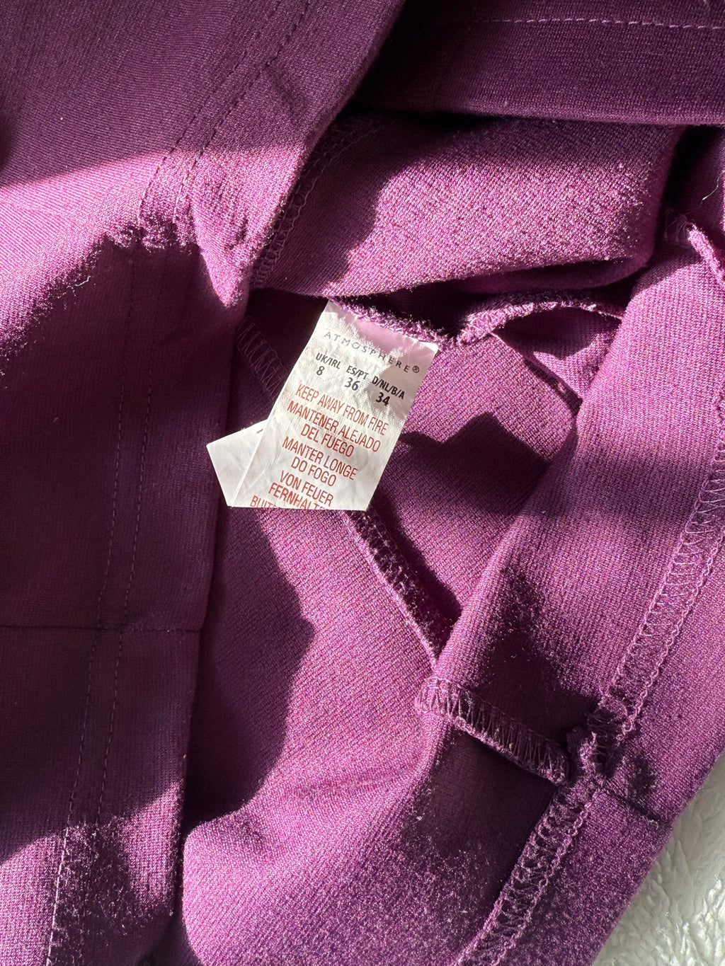 ATMOSPHERE Purple Bodycon Dress with Exposed Zip | UK 8