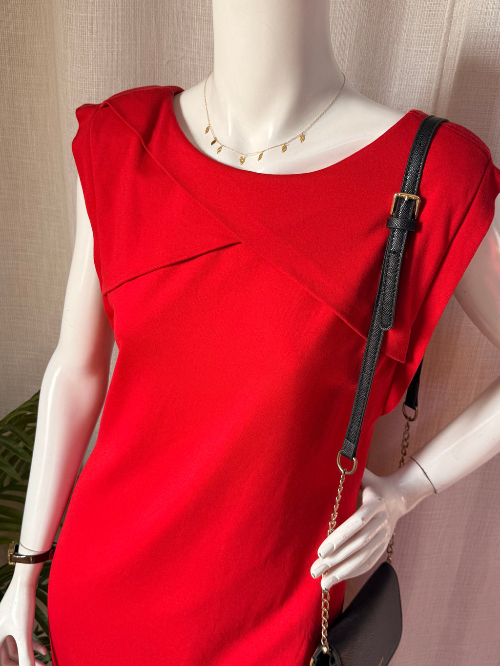 Mango Suit Red Draped Detail Bodycon Dress – Size L | Elegant Cocktail & Party Dress