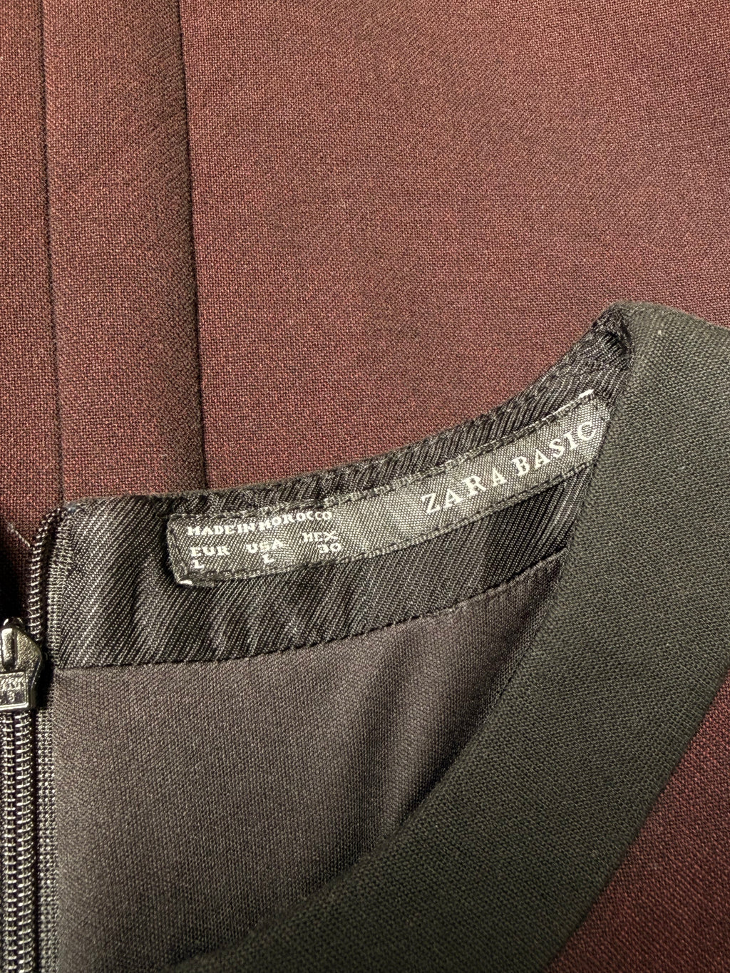 Zara Burgundy & Black Colorblock Mini Dress | Size L