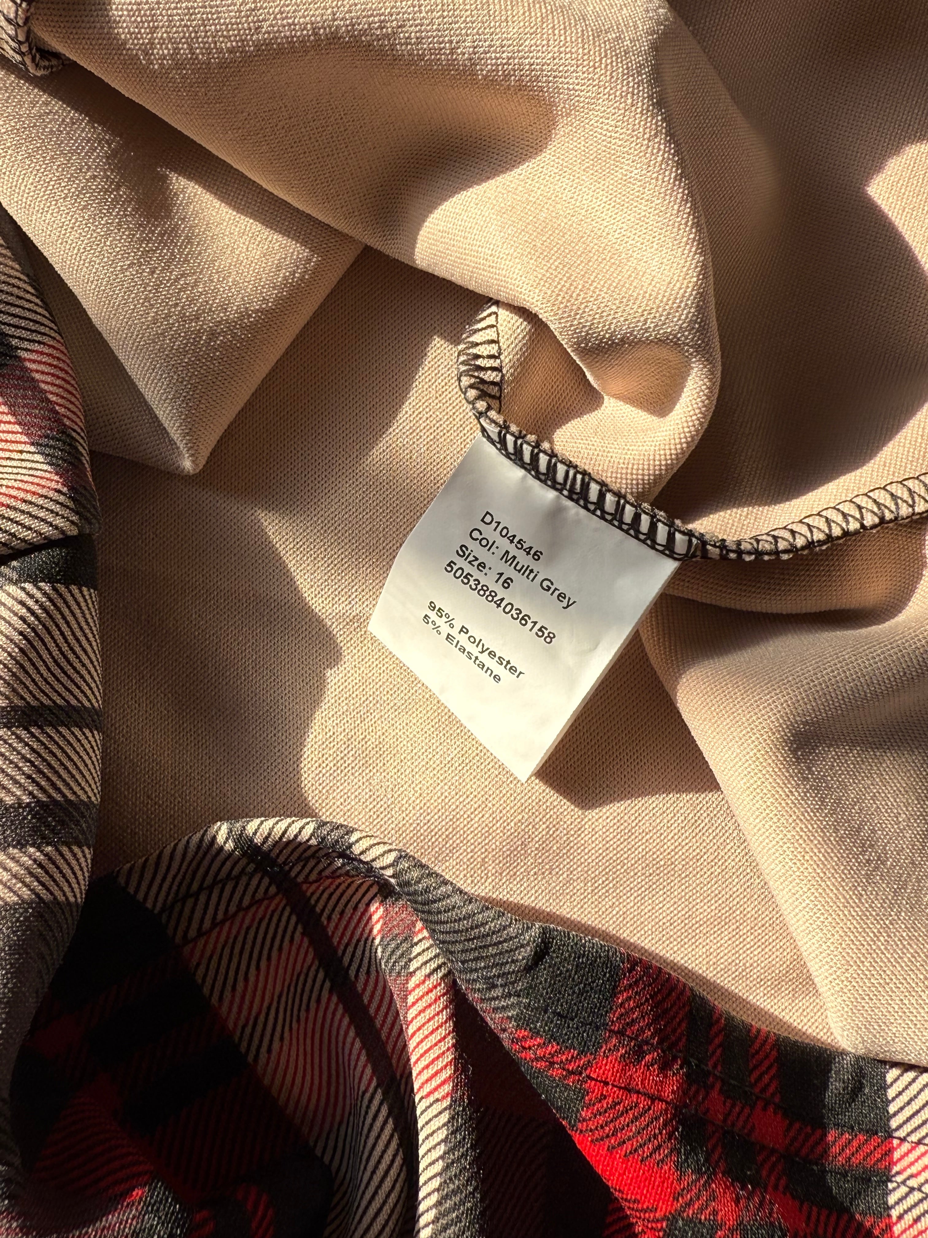 STELLA MORGAN Red Plaid Peter Pan Collar Dress | UK 16