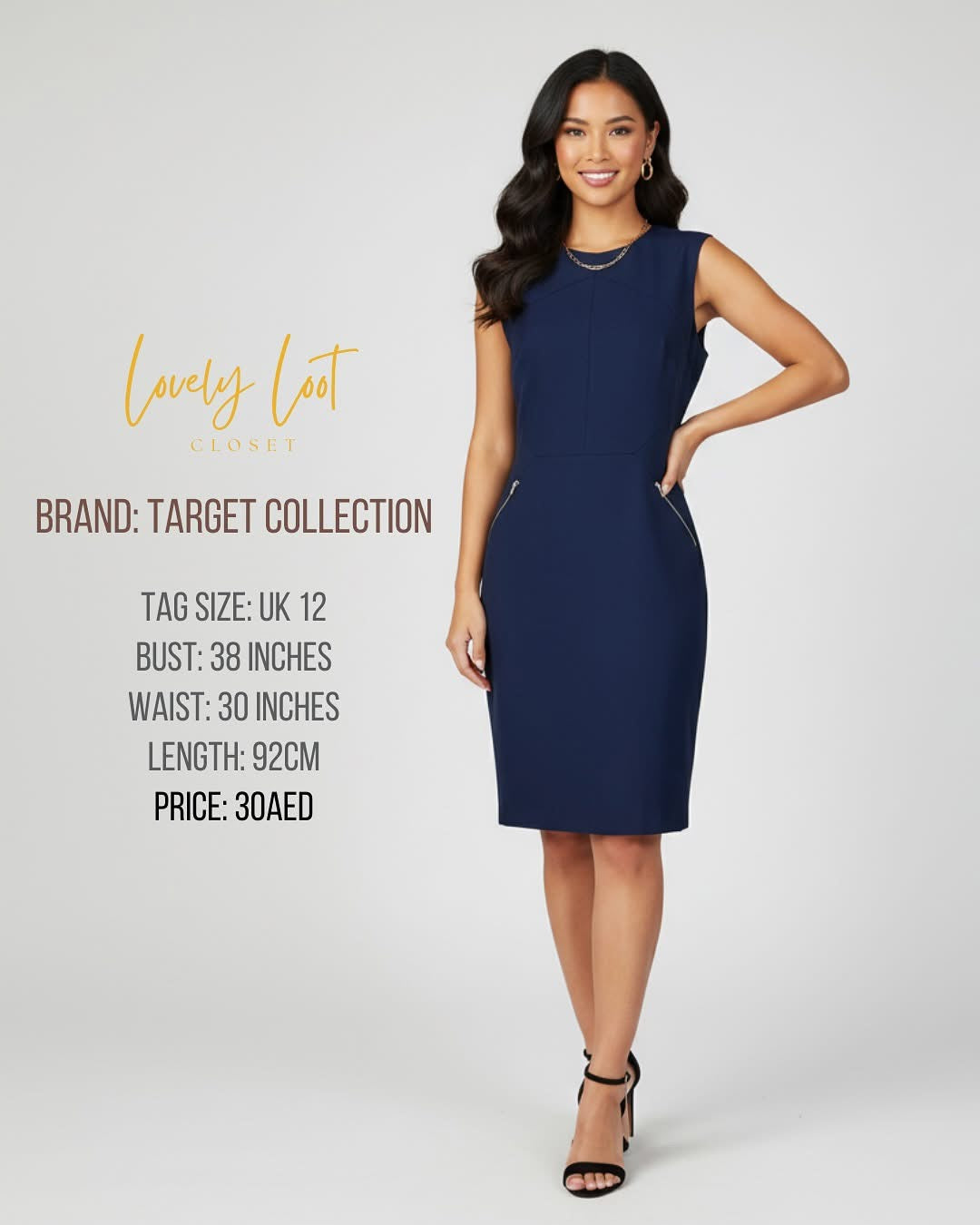 Target Collection Navy Sleeveless Sheath Dress | UK 12