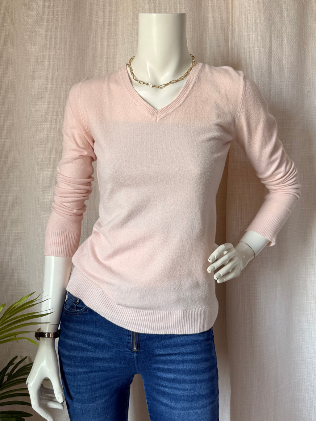 EVIS Blush Pink V-Neck Knit | Small