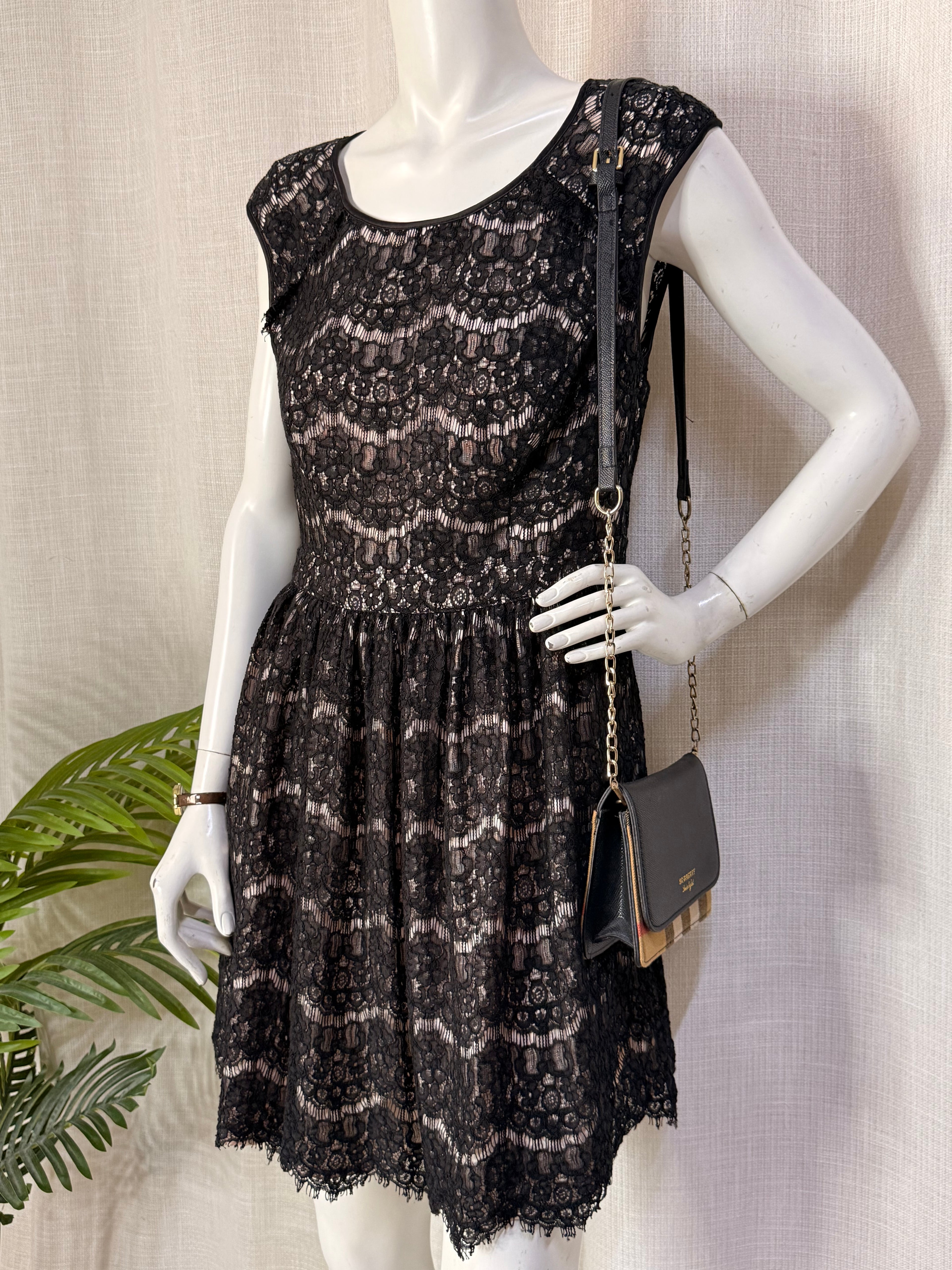 Forever New Black Lace A-Line Cocktail Mini Dress