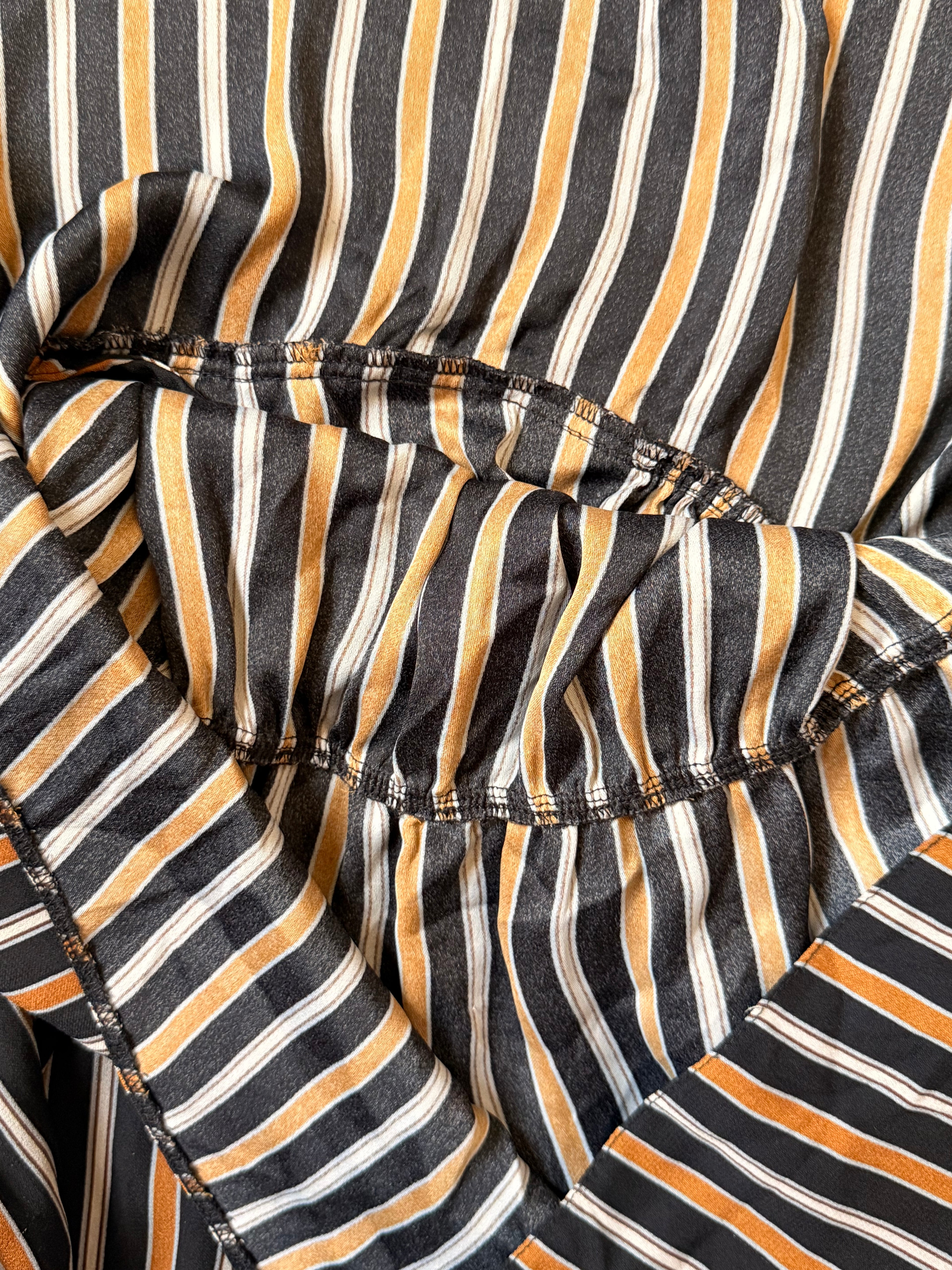 River Island Vertical Stripe Wrap Blouse - Burnt Orange & Black - Size UK 16