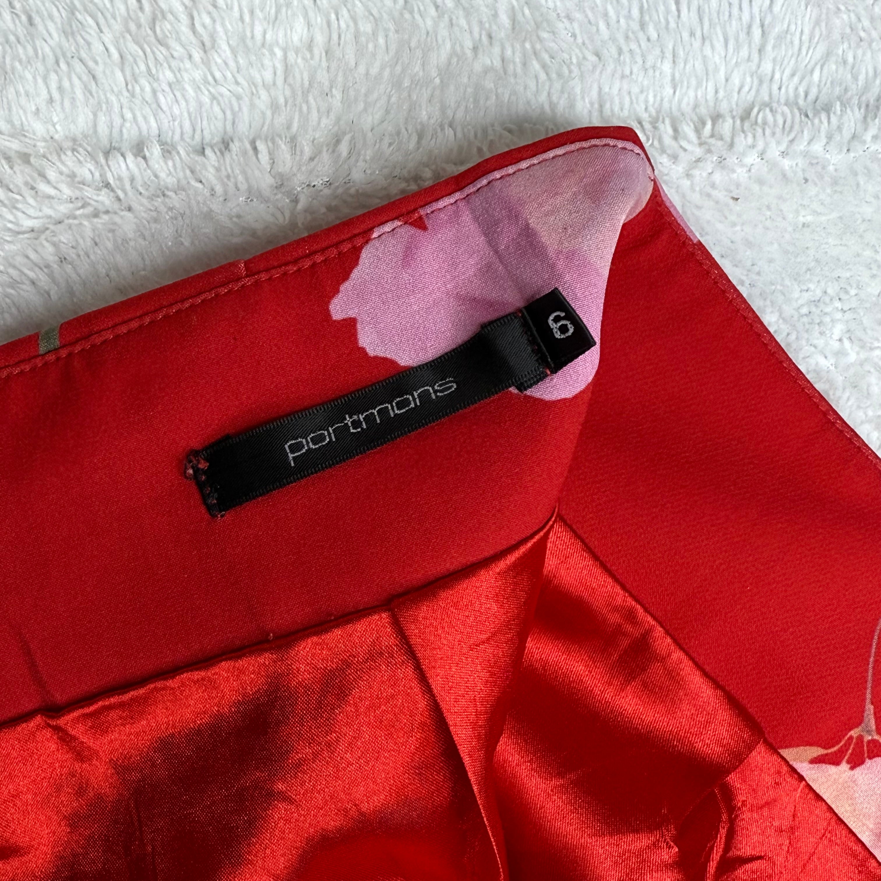 Portmans Red Floral Pencil Skirt (Small)