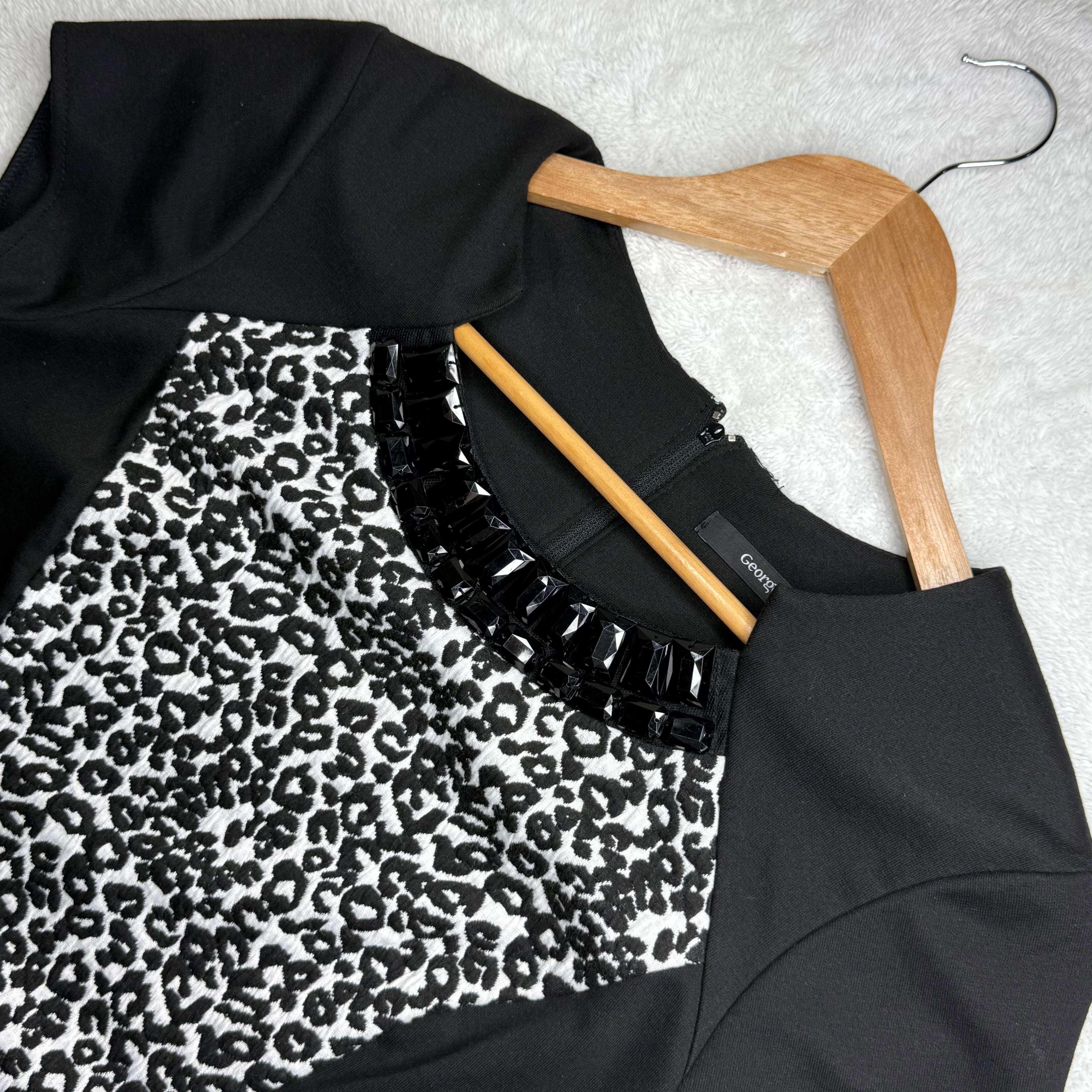 George Black & White Animal Print Tunic Dress