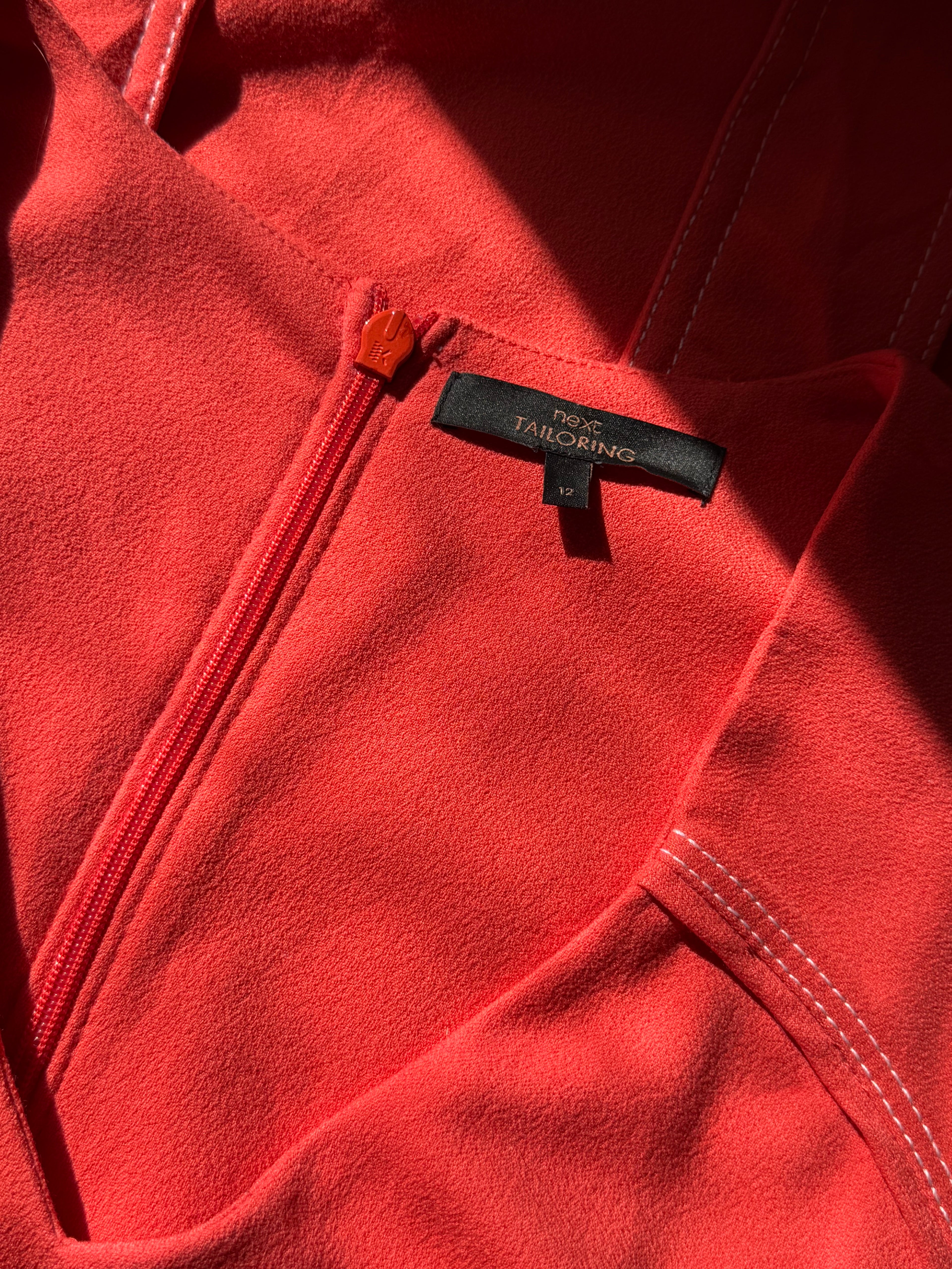 Chic Preloved NEXT Coral Belted V-Neck Dress - UK 12 | UAE Fashion