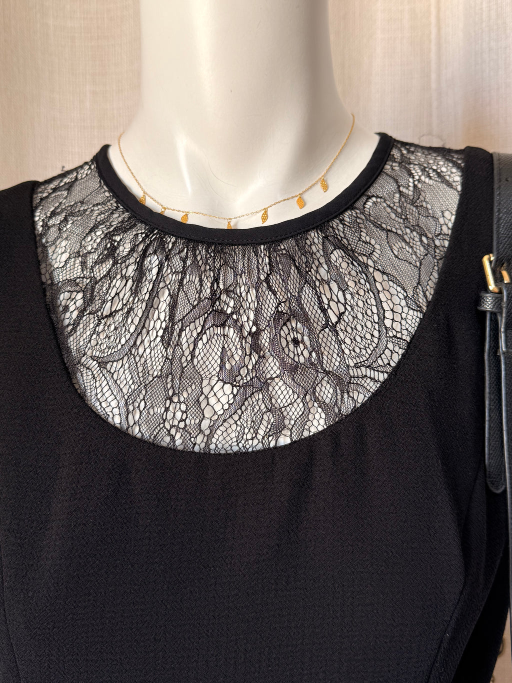 Fórmula Joven Black Lace Illusion Skater Dress Size 40 | Fit and Flare Cocktail Dress