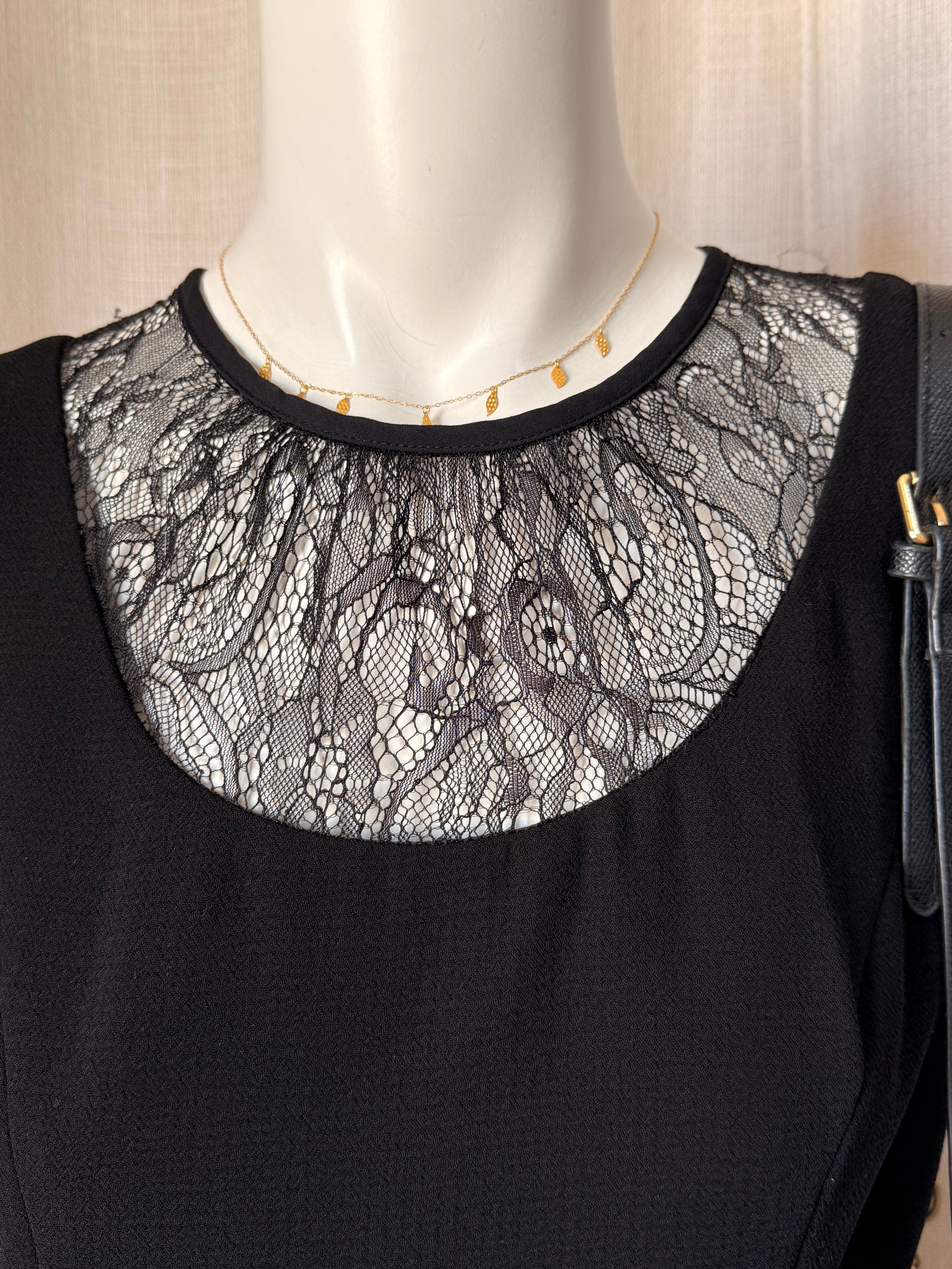 Fórmula Joven Black Lace Illusion Skater Dress Size 40 | Fit and Flare Cocktail Dress