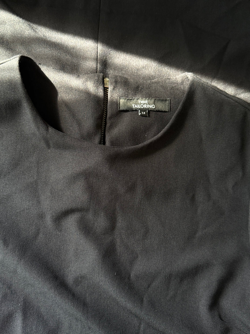 NEXT Black Day Dress with Exposed Back Zip | UK 14 (Preloved)