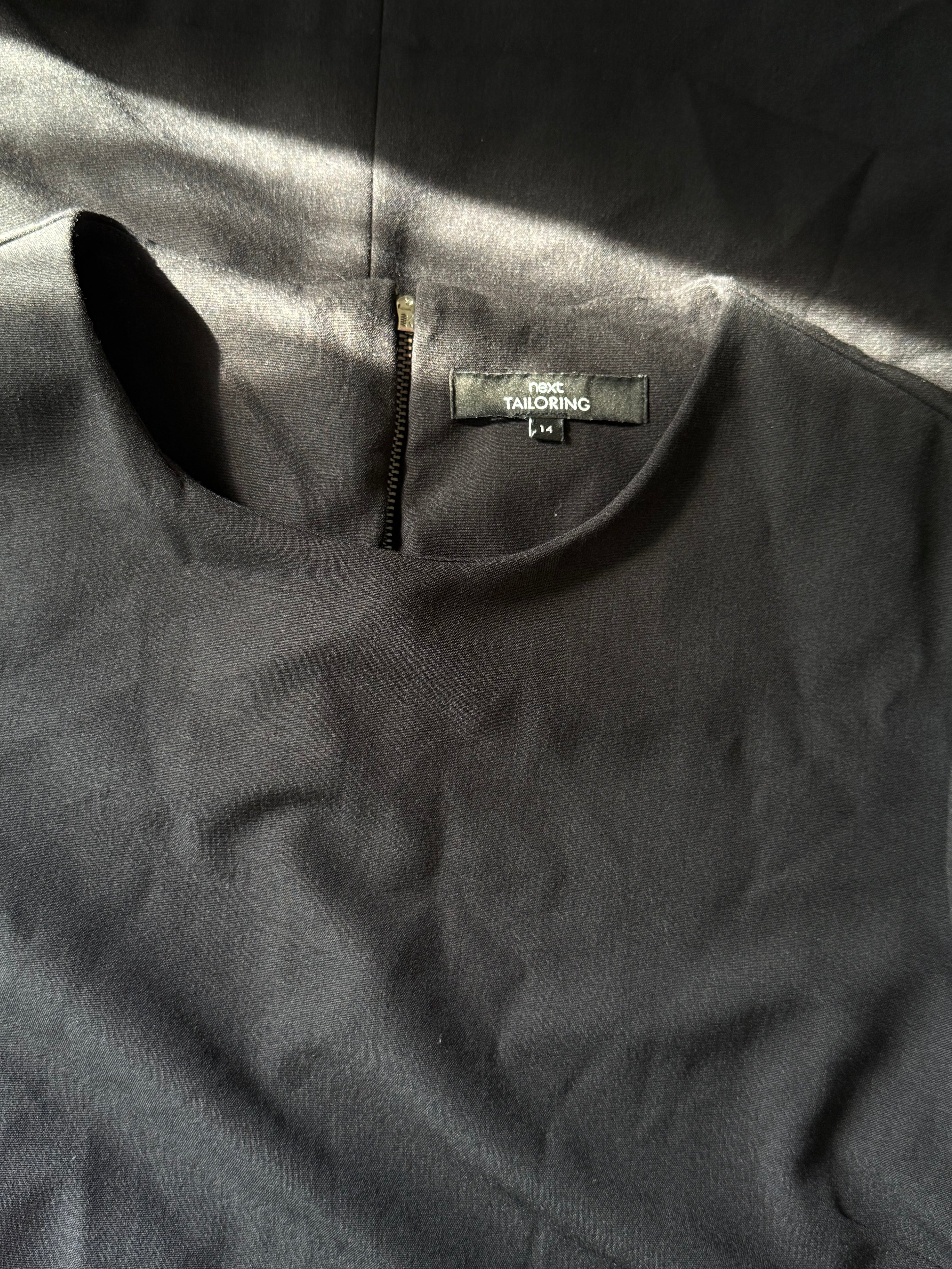 NEXT Black Day Dress with Exposed Back Zip | UK 14 (Preloved)