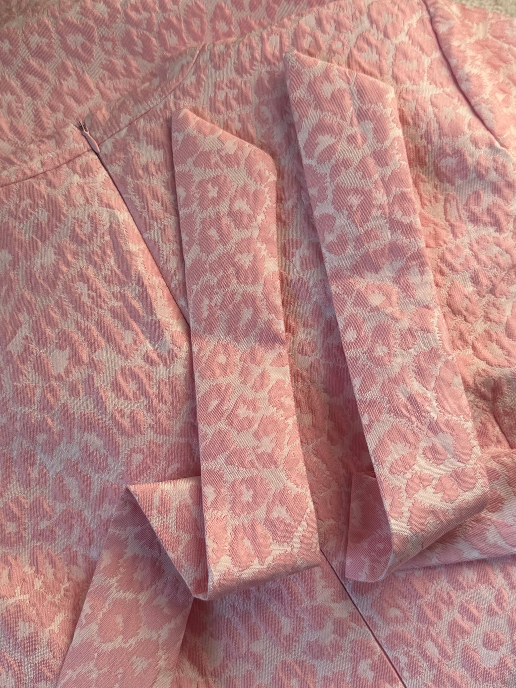 Marc Angelo Pink Jacquard Faux-Wrap Pencil Dress | UK 14