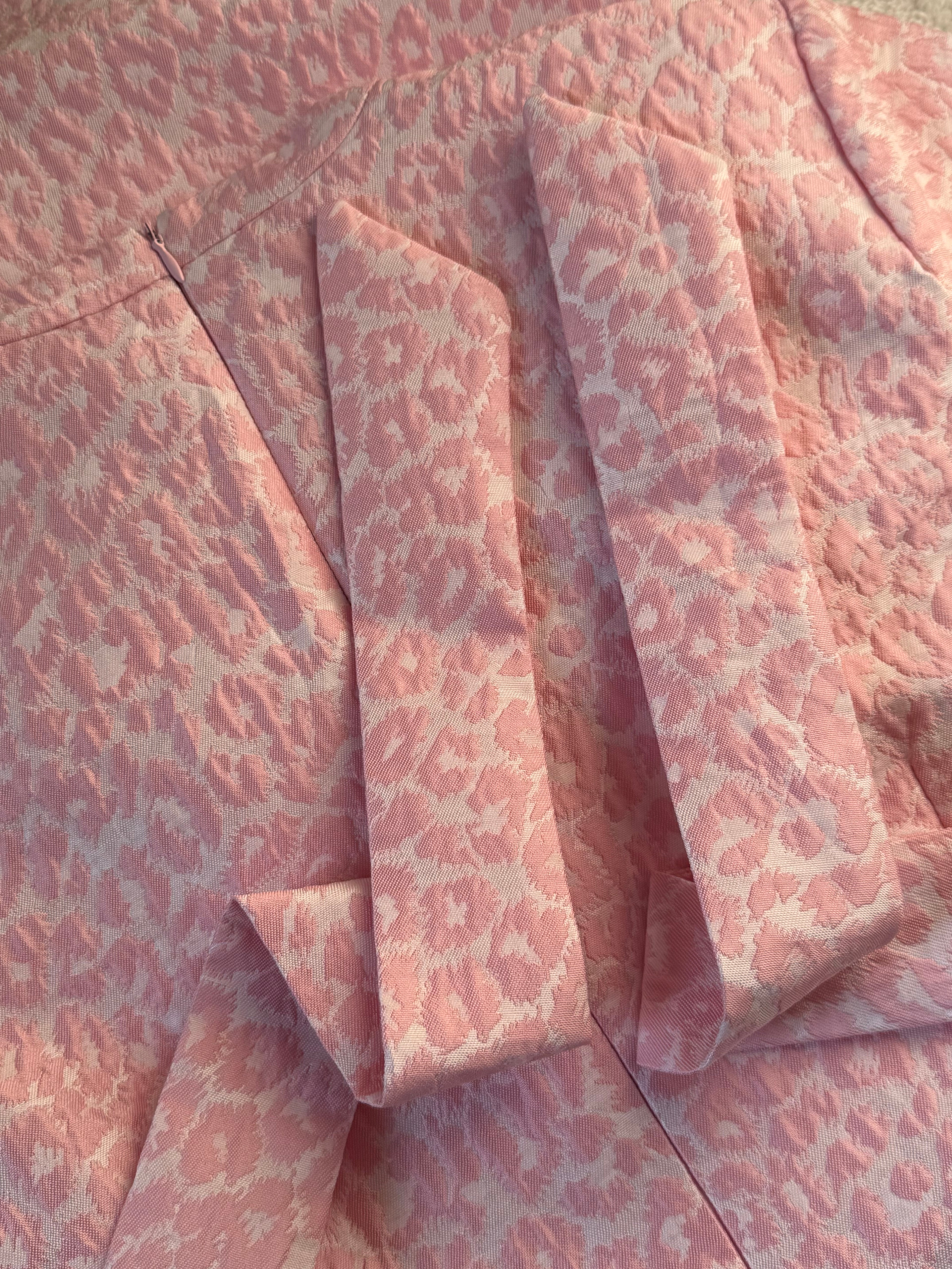 Marc Angelo Pink Jacquard Faux-Wrap Pencil Dress | UK 14