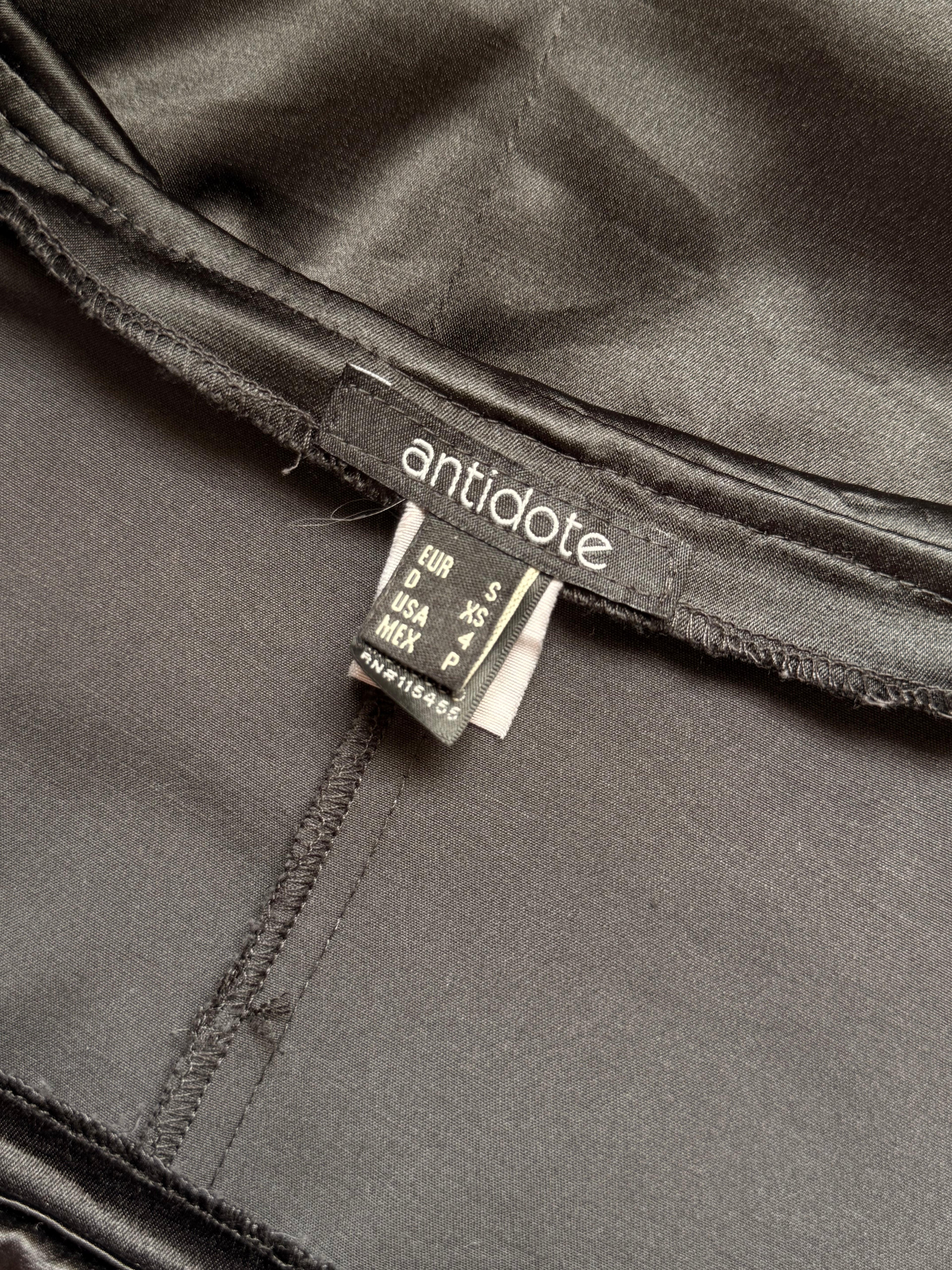 Antidote Black Satin Ruffle Mini Dress – Size XS | Elegant Party & Cocktail Dress