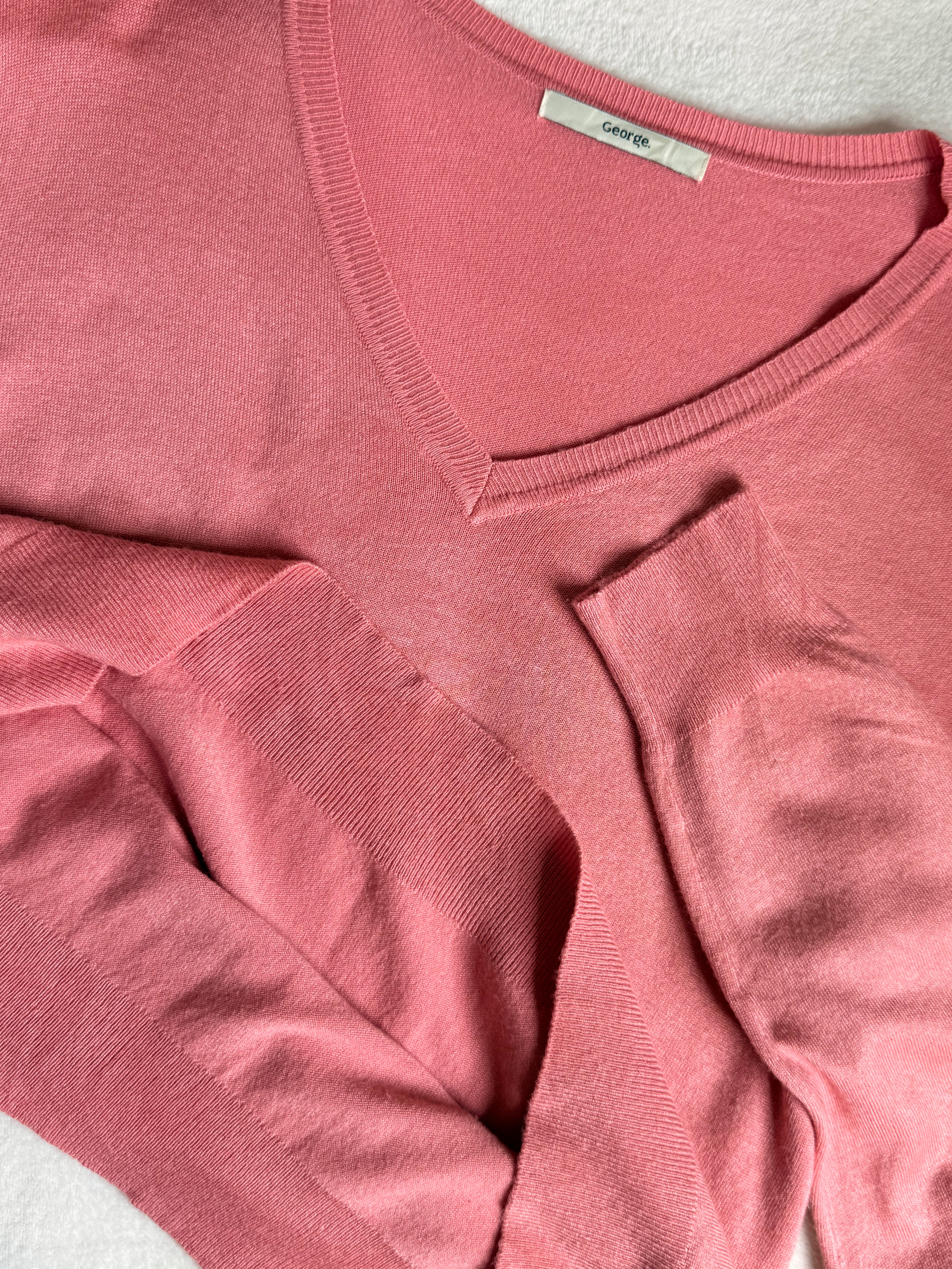 George Watermelon Pink V-Neck Knit | UK 14