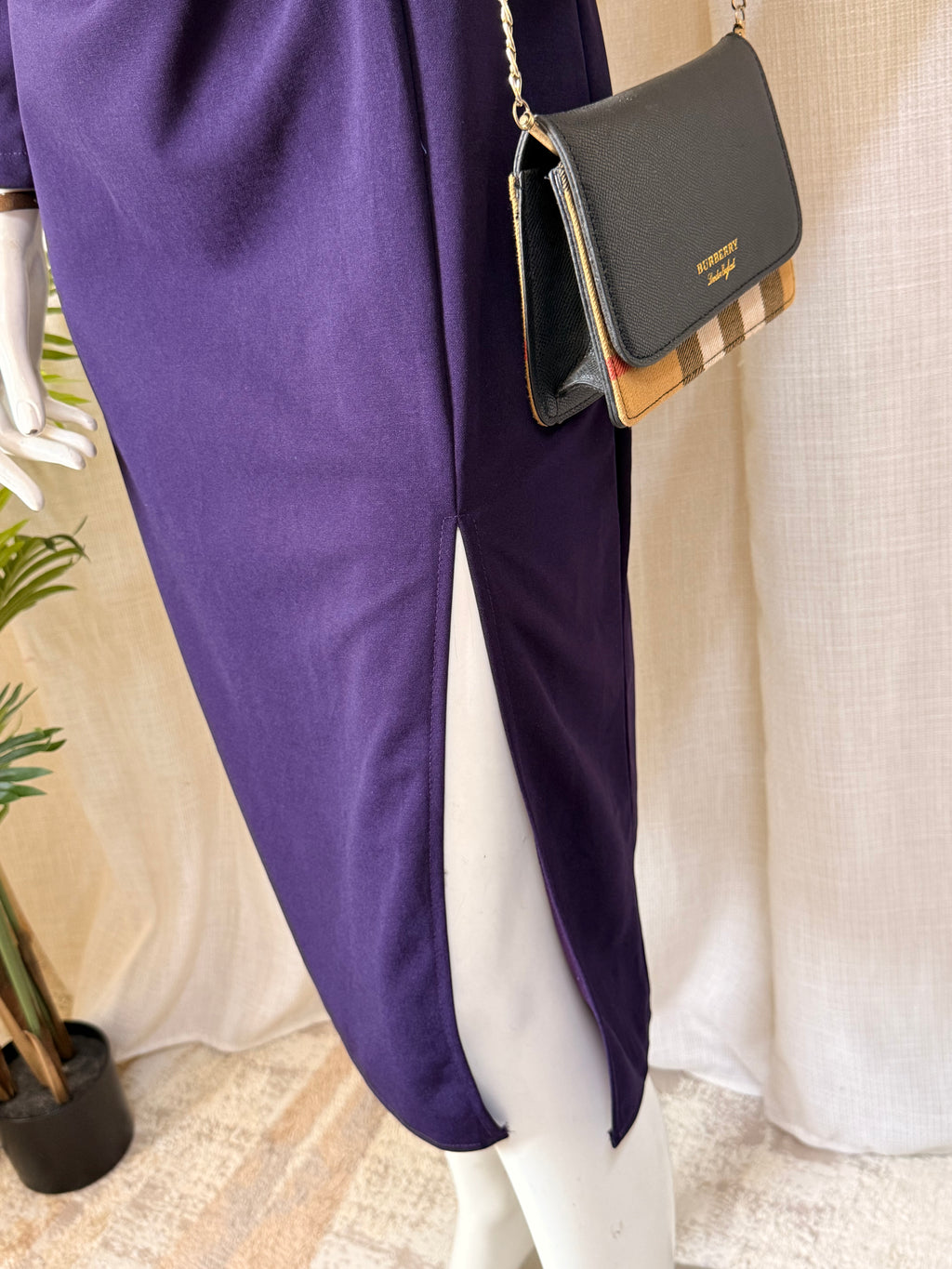 Sophisticated Deep Purple Blazer-Style Midi Dress