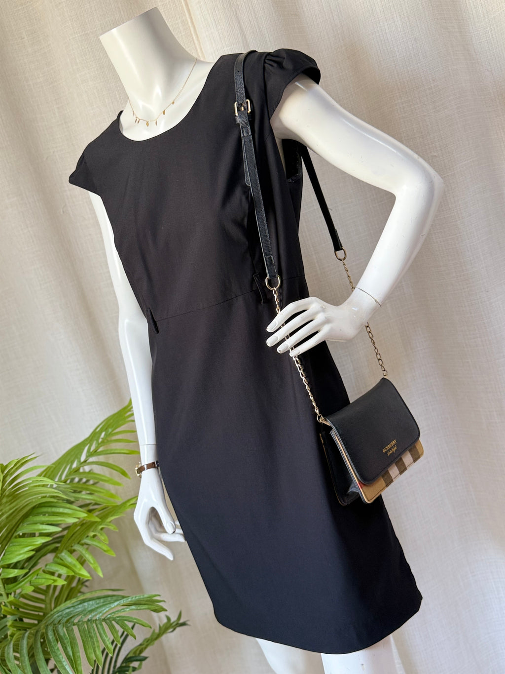 Naf Naf Black Cap Sleeve Sheath Dress (Size M)