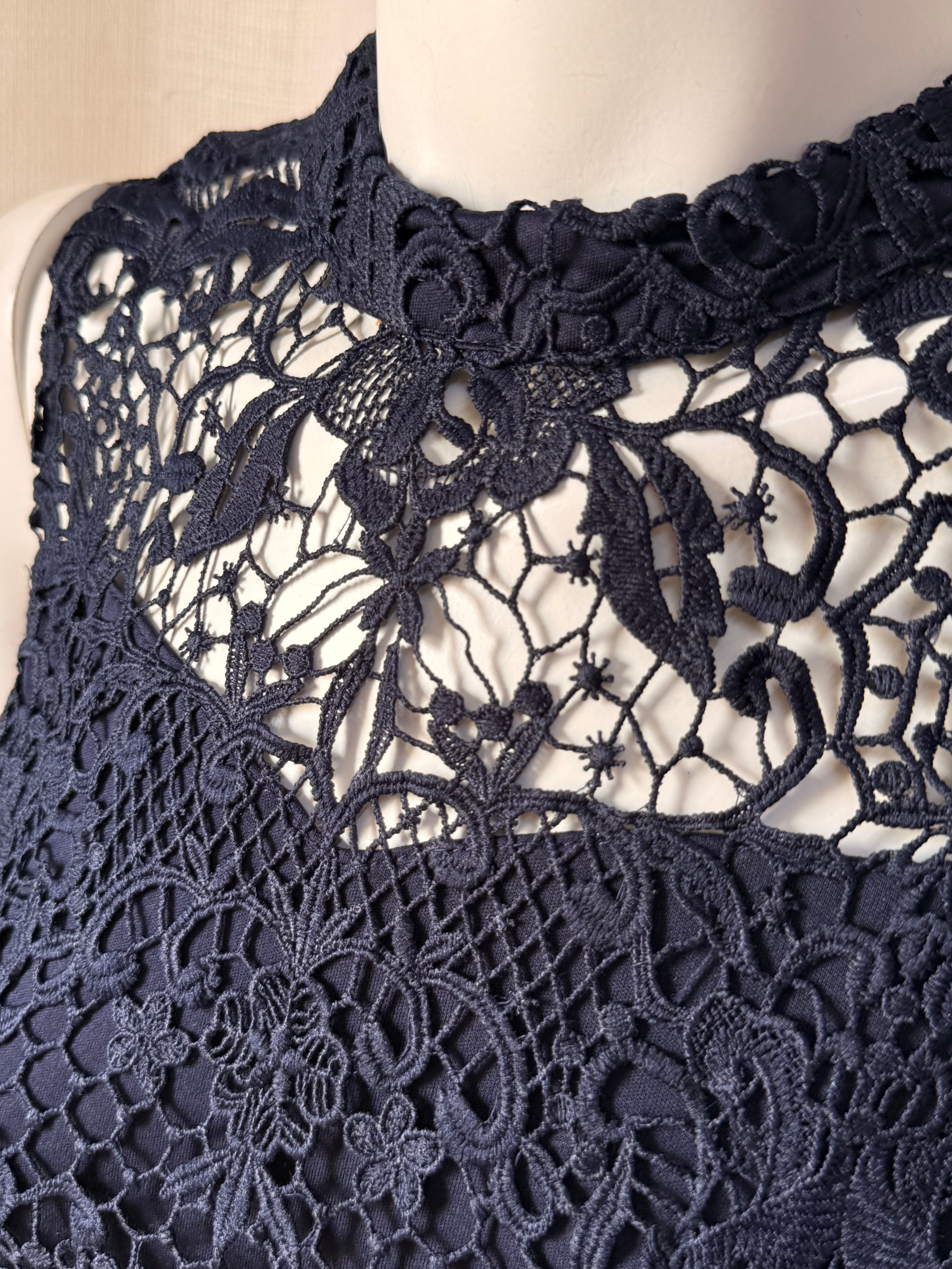 MESSAGE Navy Lace Shift Dress – Size M | Elegant Cocktail & Occasion Dress