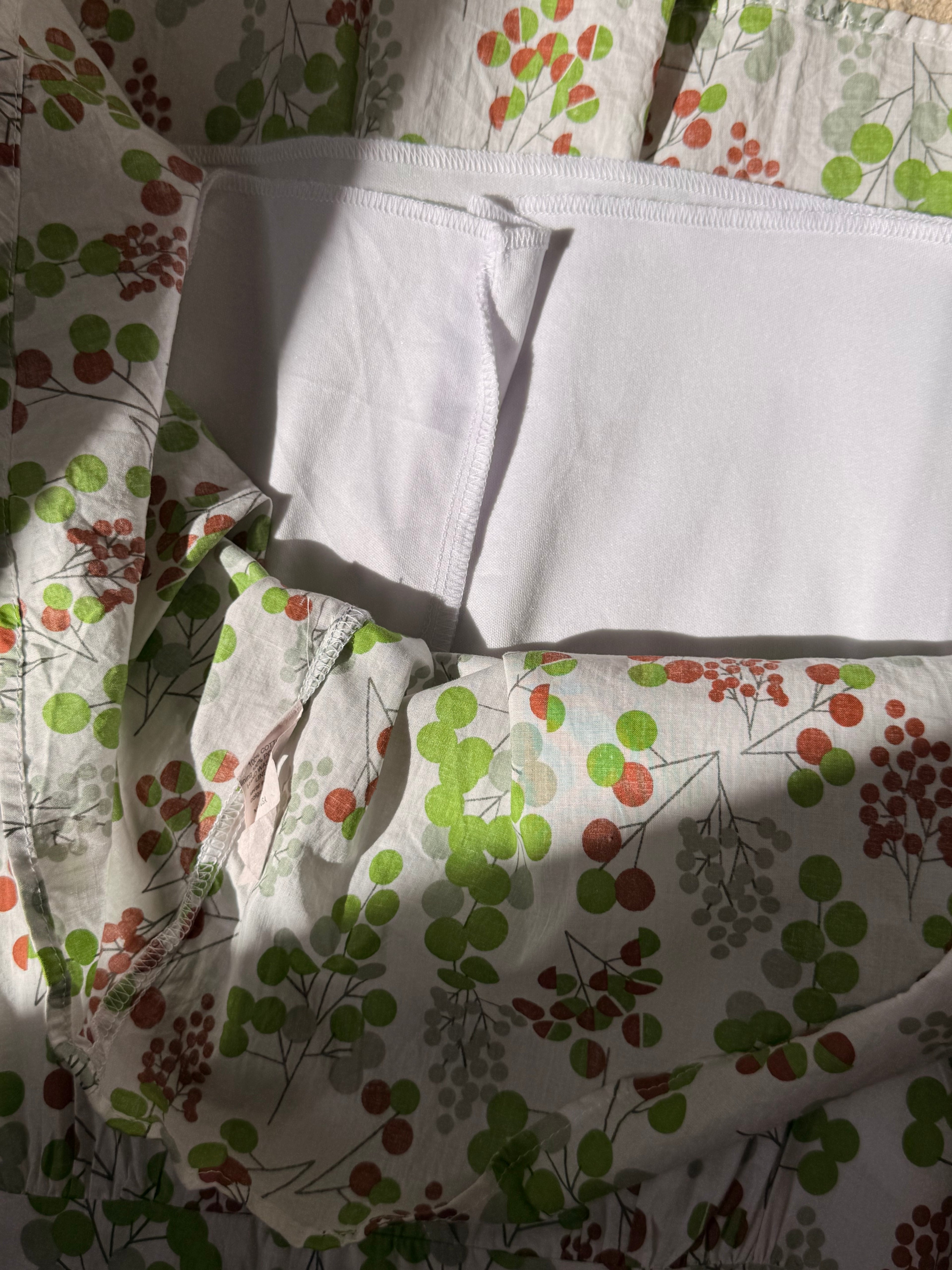 Twenty One Botanical Print Sundress - V-Neck Empire Waist - Green & Terracotta - Size XS/S