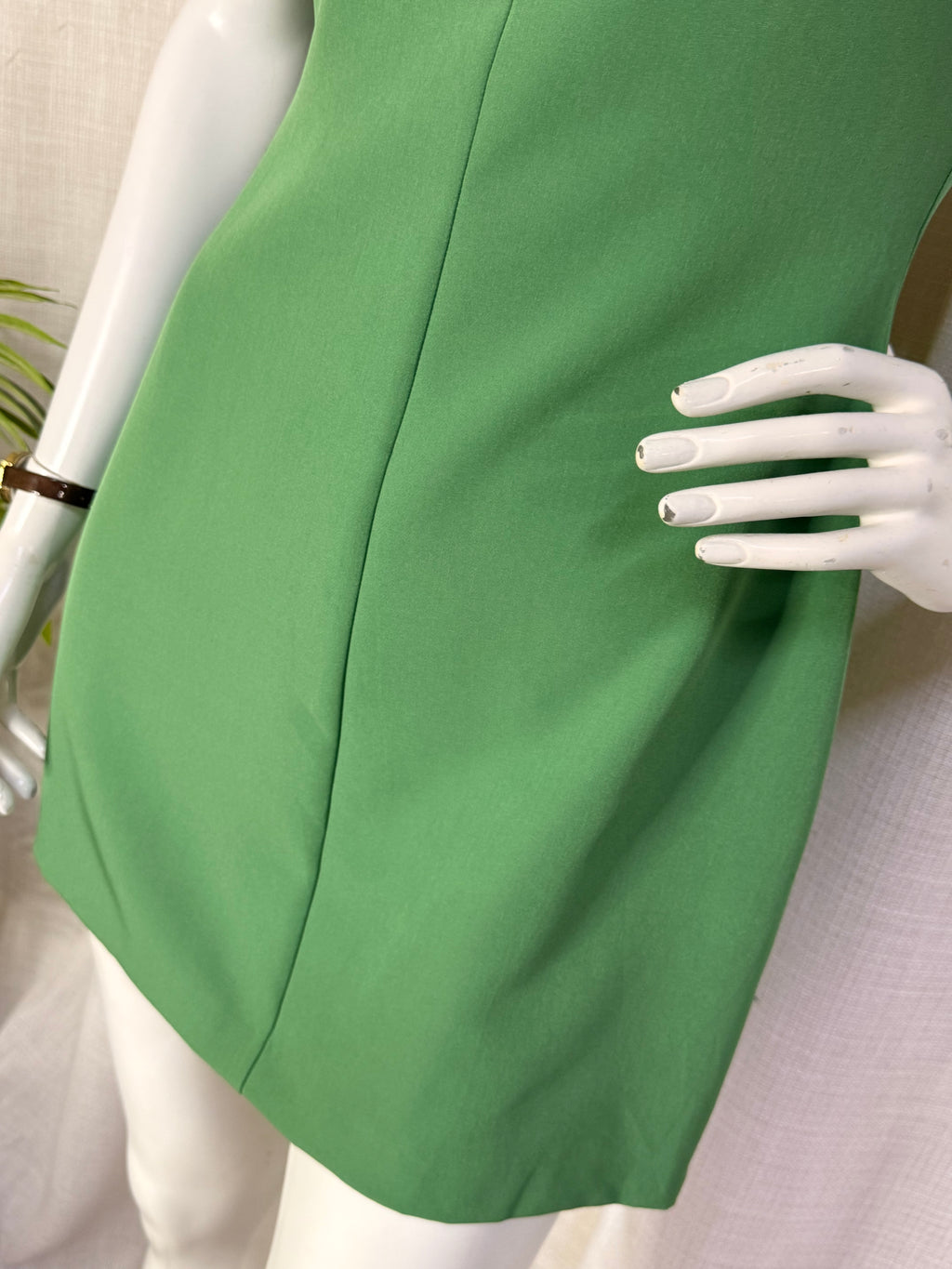 Zara Sage Green Shoulder Pad Sleeveless Mini Shift Dress - Size S