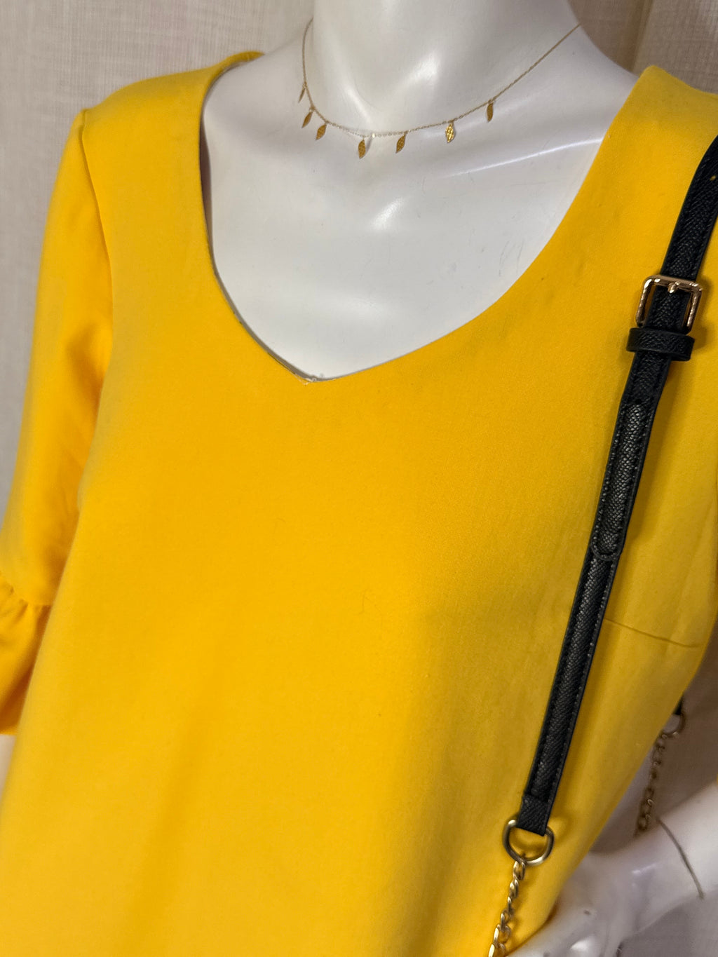 Zara Woman Yellow V-Neck Ruffle Sleeve Shift Mini Dress – Size M / UK 10