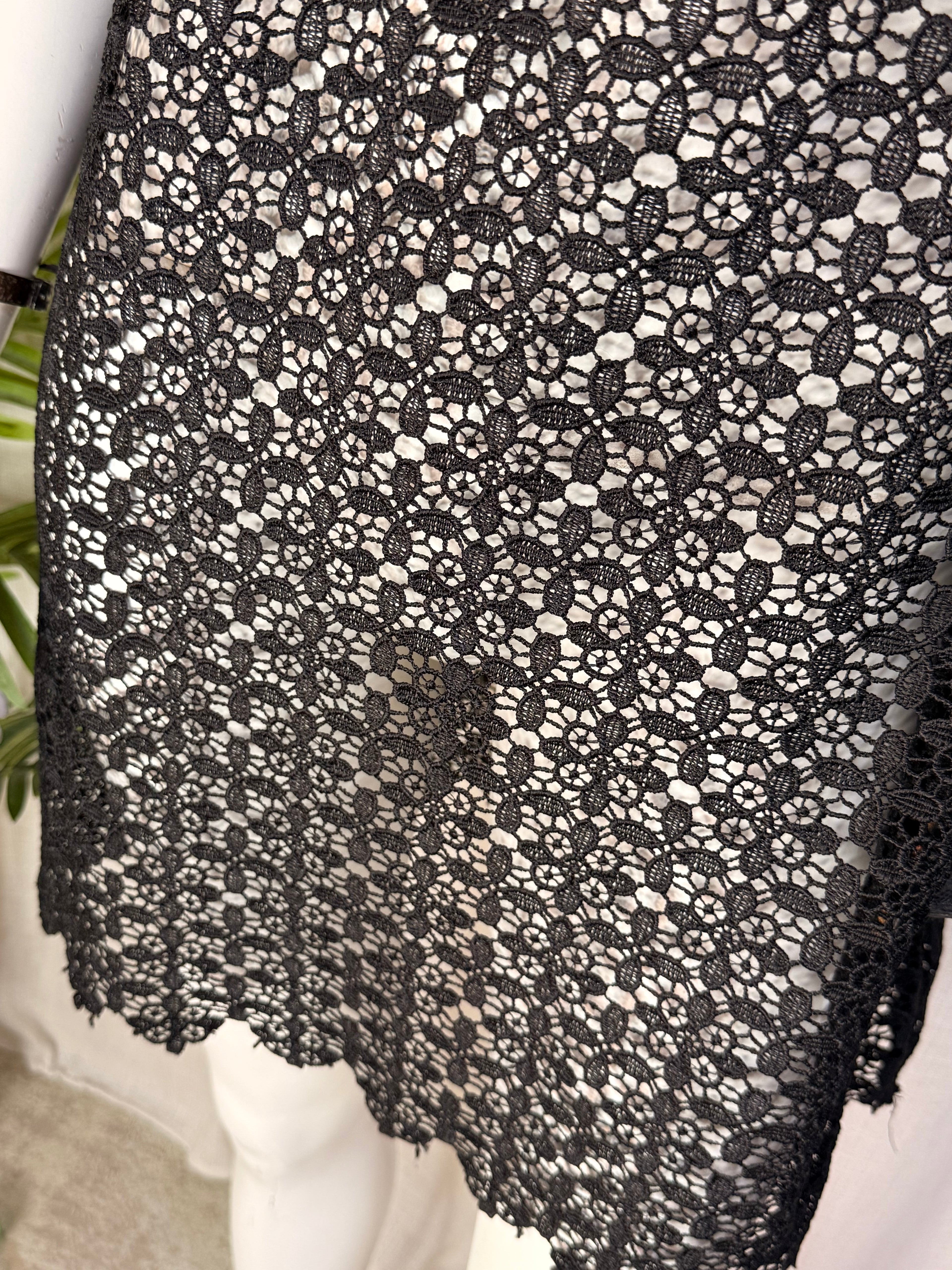 Next Petites Black Crochet Lace Shift Dress | UK 12
