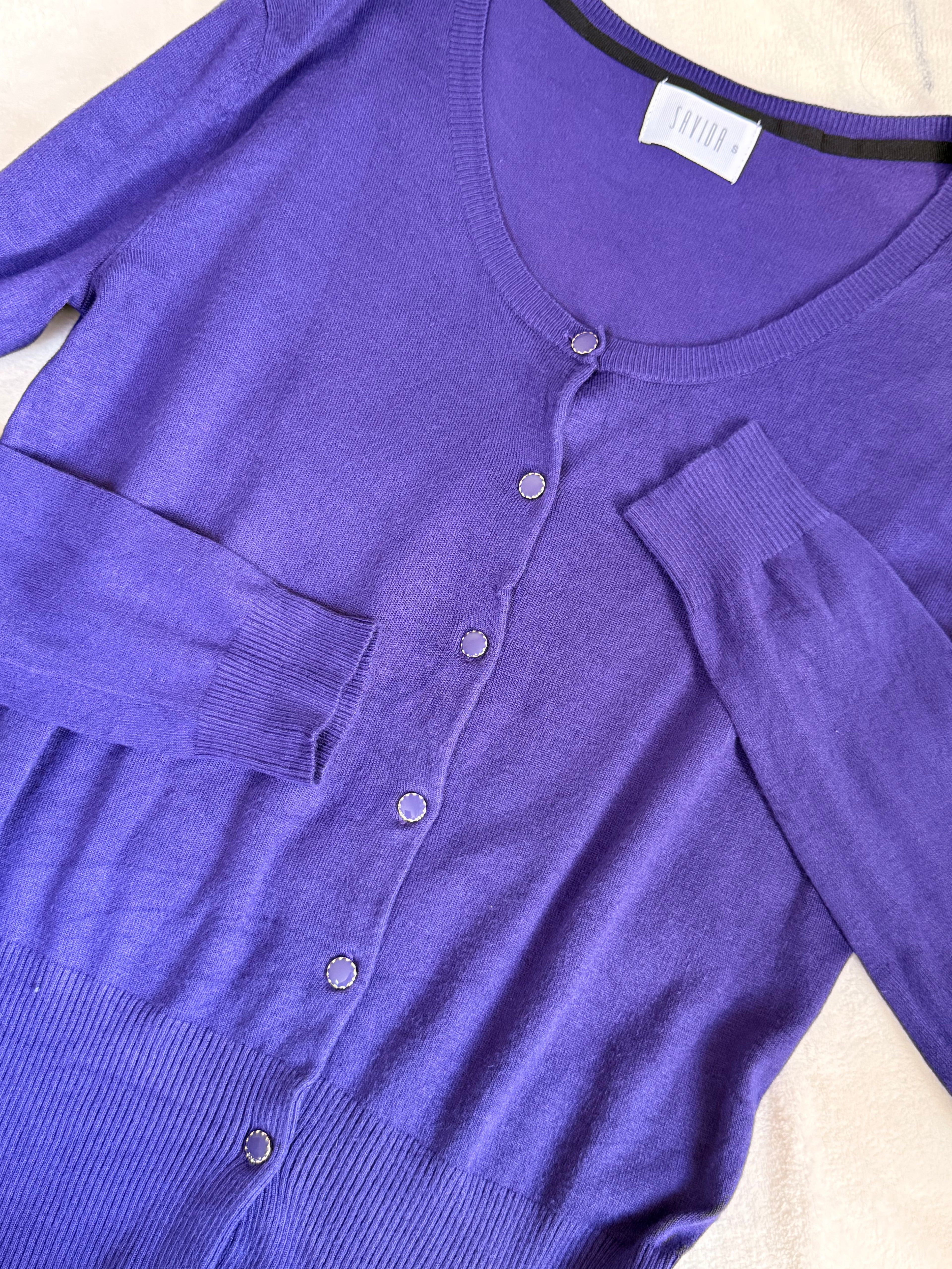 SAVIDA Purple Button-Down Cardigan | Small