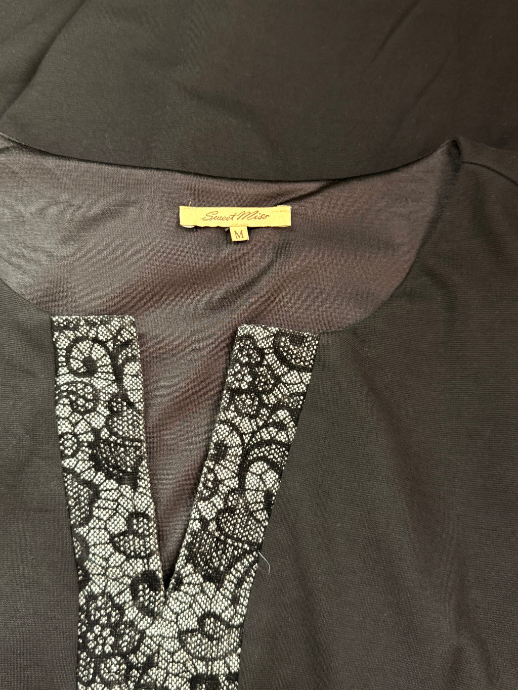 Sweet Miss Black & Silver Lace Detail Shift Dress – Size M | Elegant Party Dress