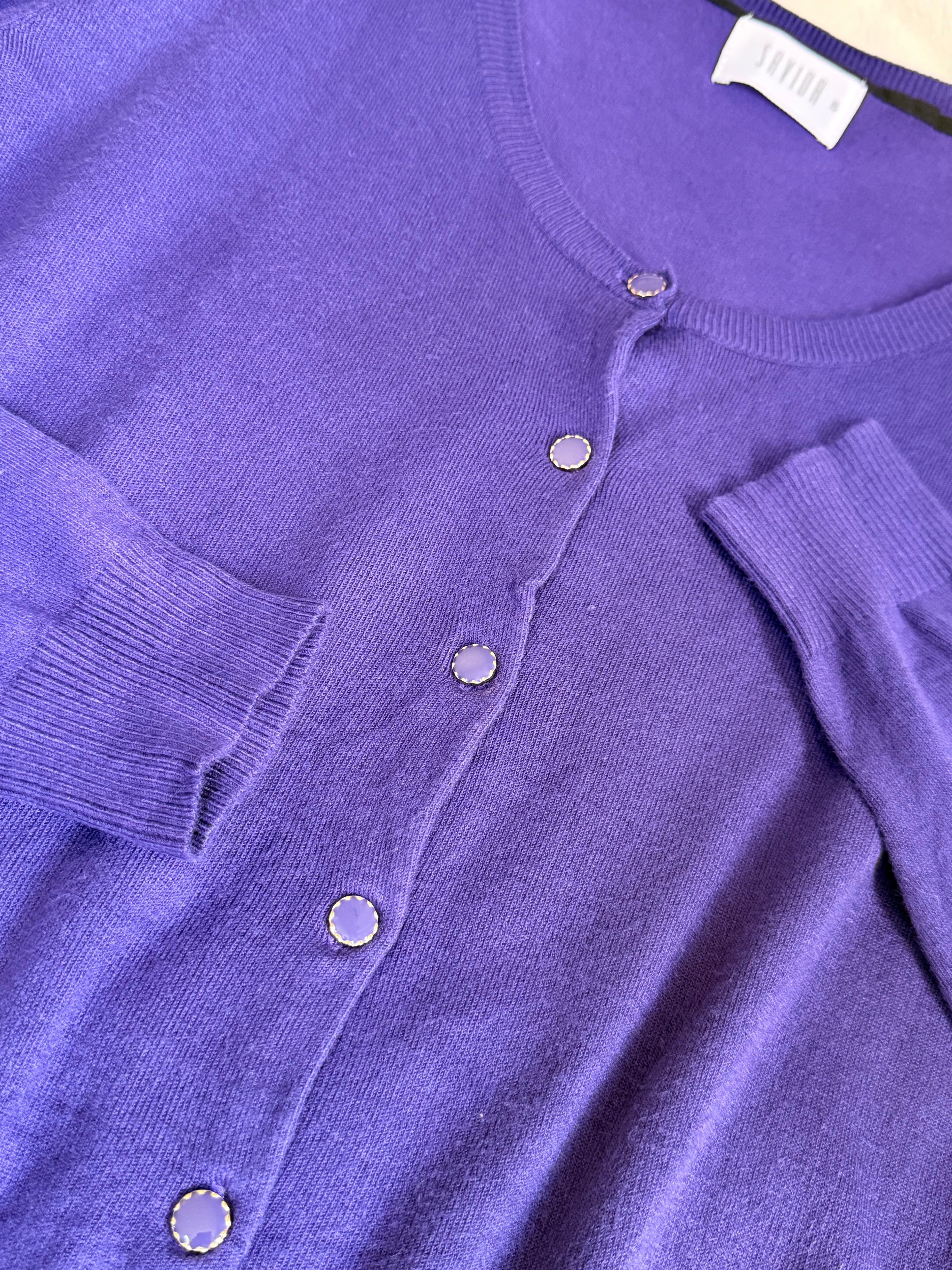 SAVIDA Purple Button-Down Cardigan | Small