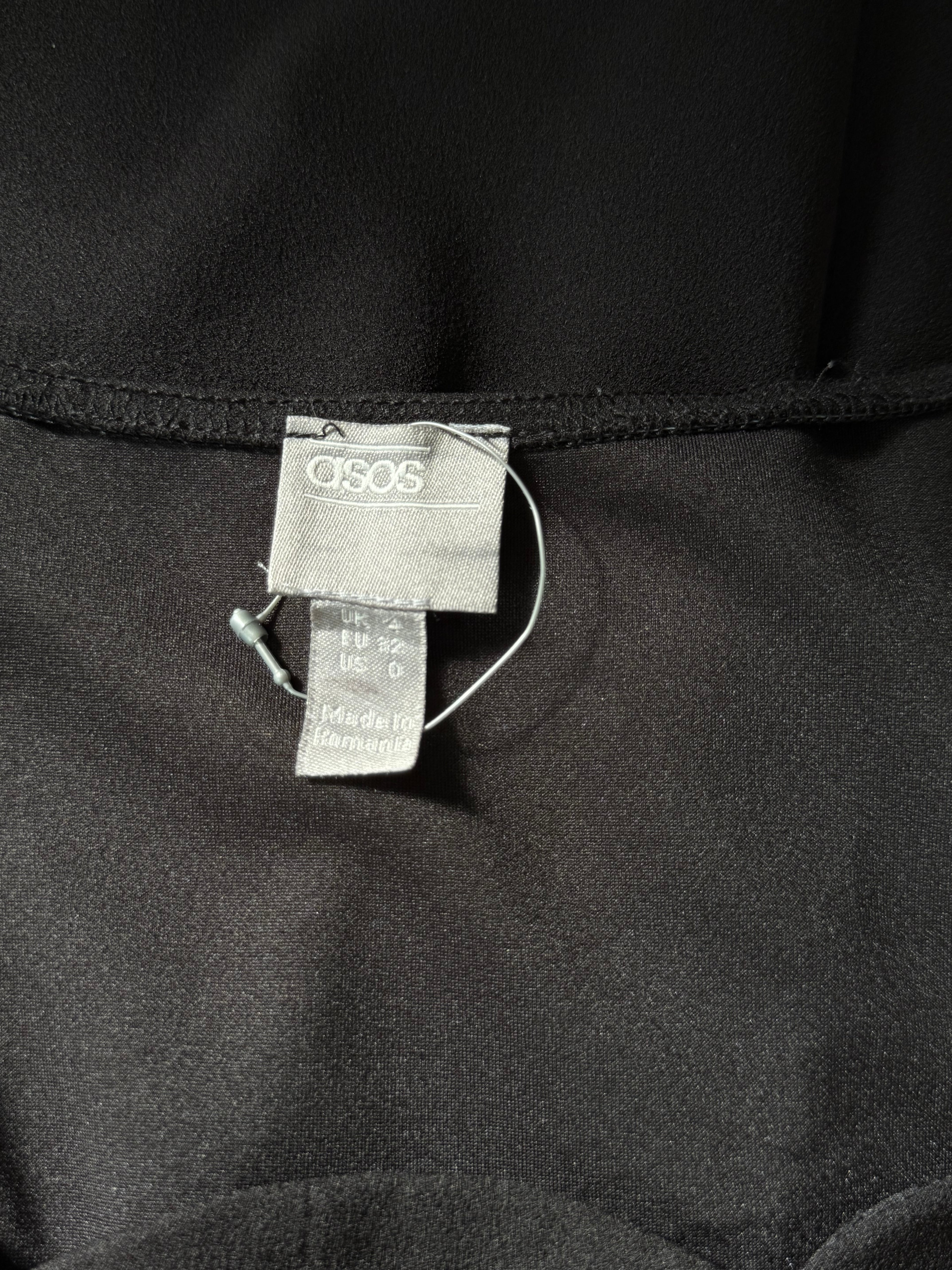 ASOS Black Square-Neck Bell-Sleeve Midi Dress | UK 4 (Preloved)